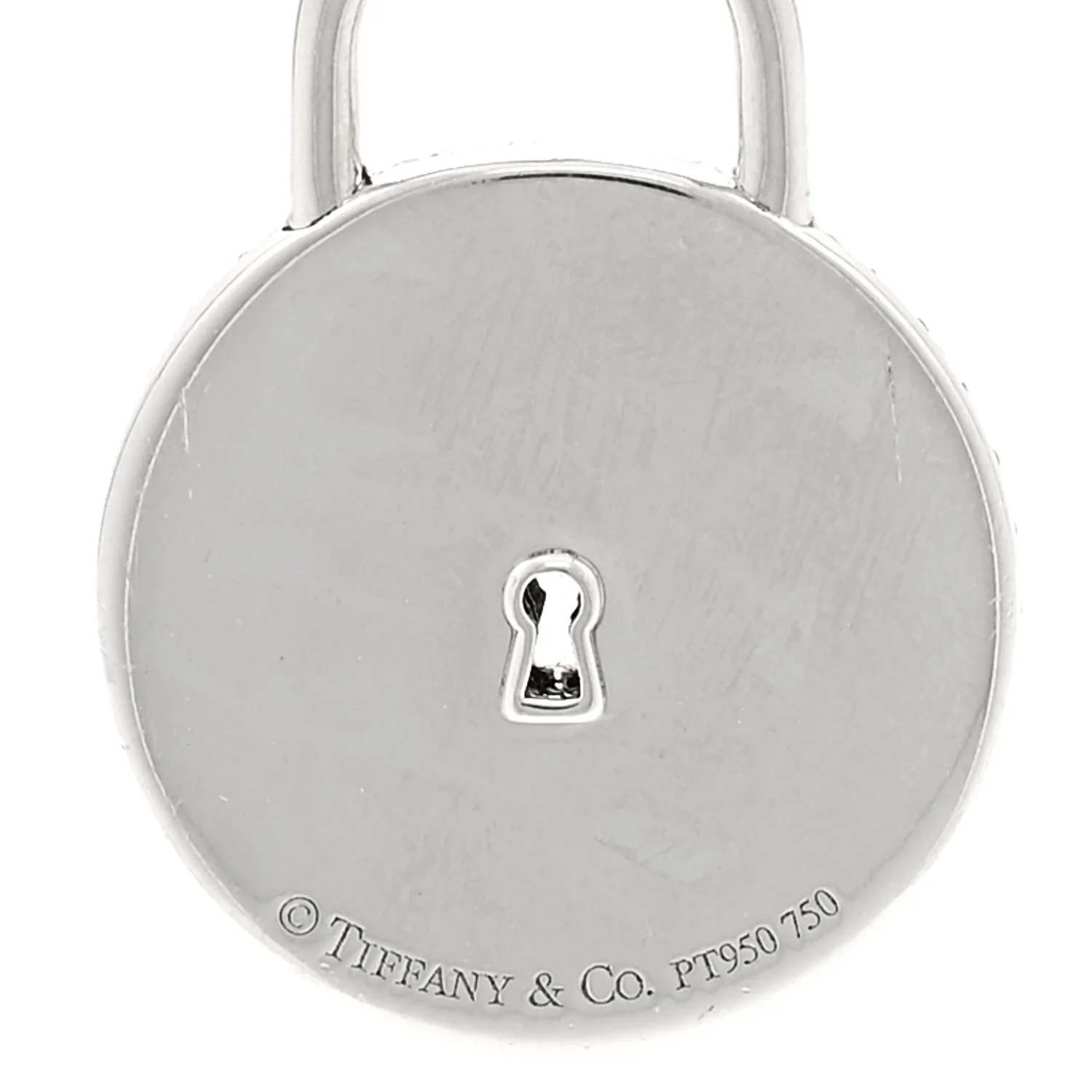 Platinum 18K Rose Gold Diamond Vintage Lock Pendant Necklace - Image 4