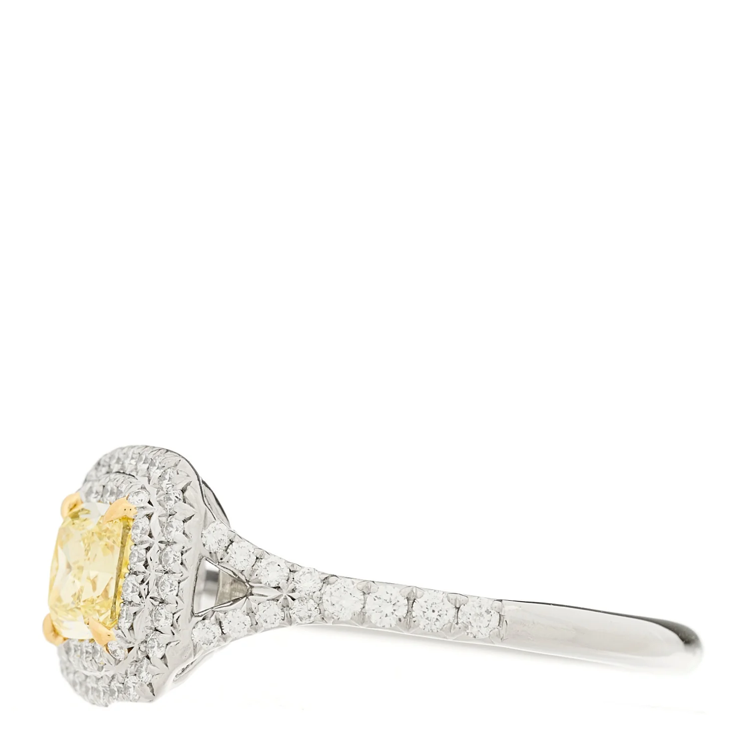 Platinum 18K Yellow Gold Fancy Intense Yellow Diamond .75ct Soleste Engagement Ring 54 7 - Image 3