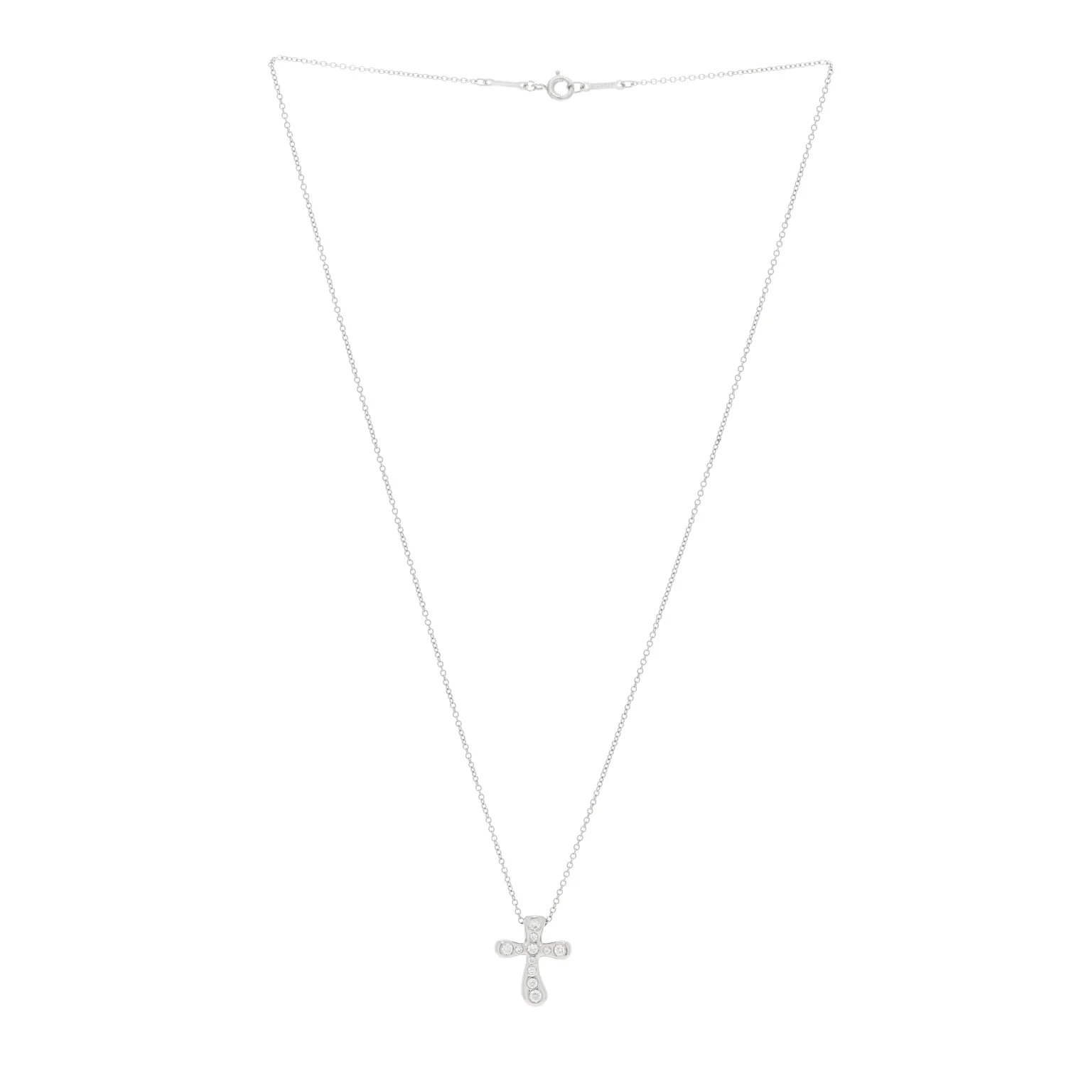 Platinum Diamond 16mm Elsa Peretti Cross Pendant Necklace - Image 3