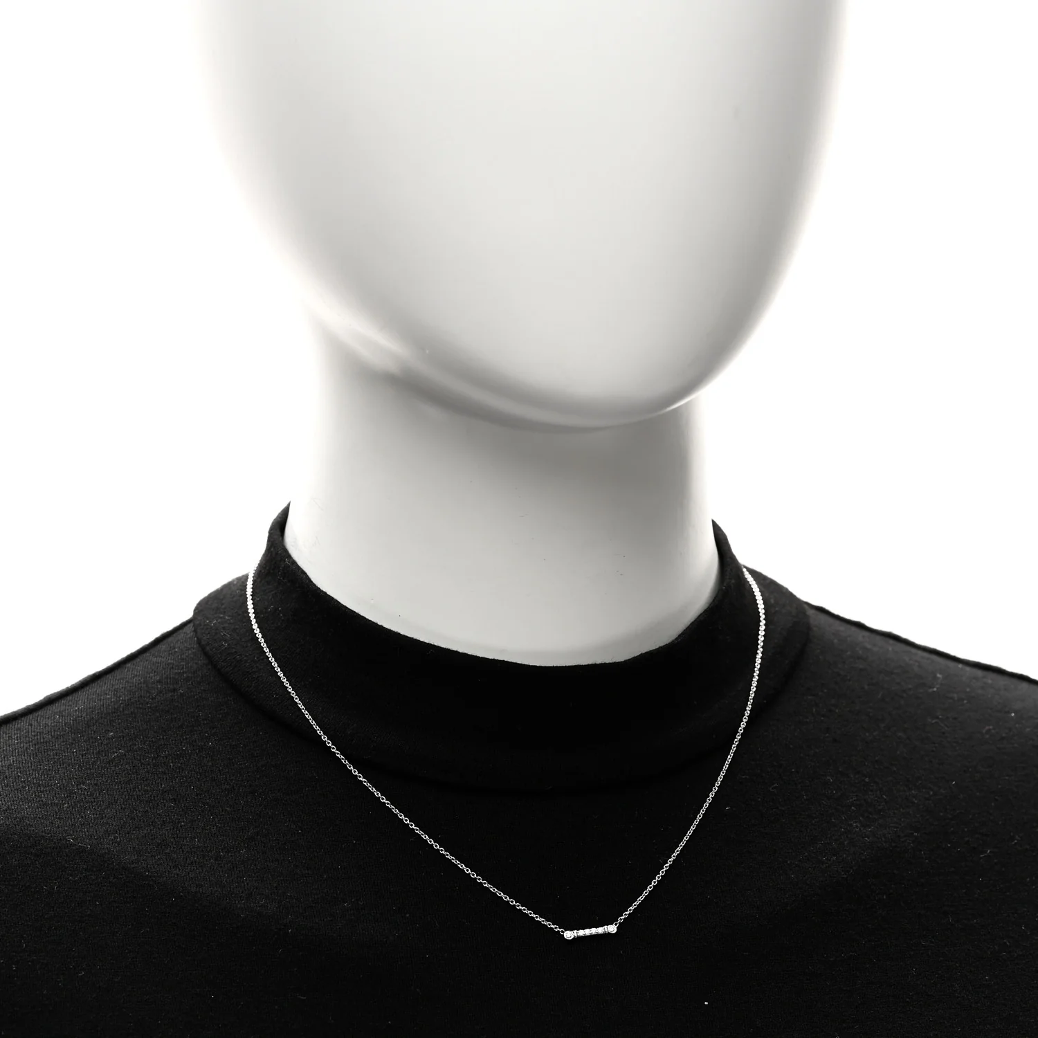 Platinum Diamond Fleur de Lis Key Bar Pendant Necklace - Image 2