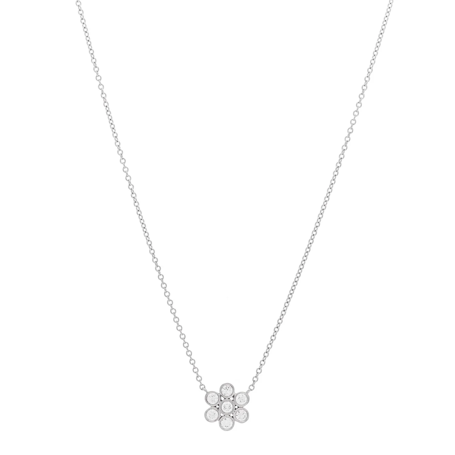 Platinum Diamond Flower Pendant Necklace