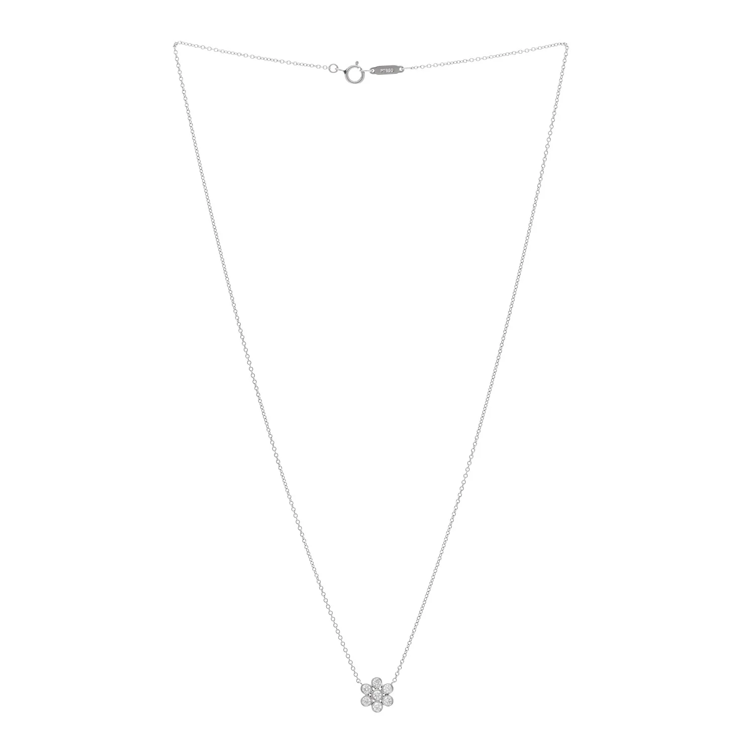 Platinum Diamond Flower Pendant Necklace - Image 3