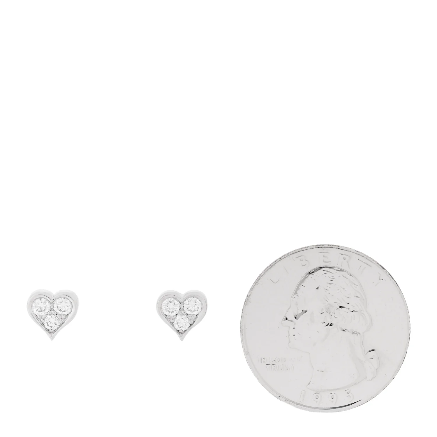 Platinum Diamond Heart Stud Earrings - Image 2