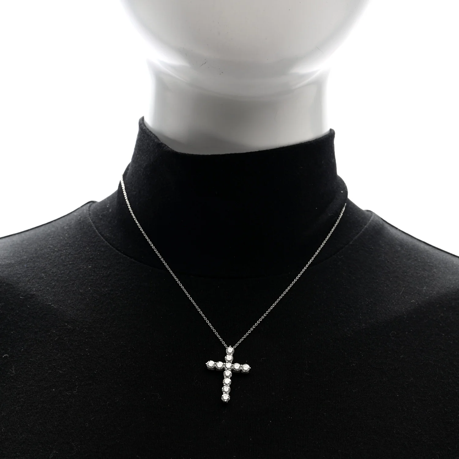 Platinum Diamond Large Cross Pendant Necklace - Image 2