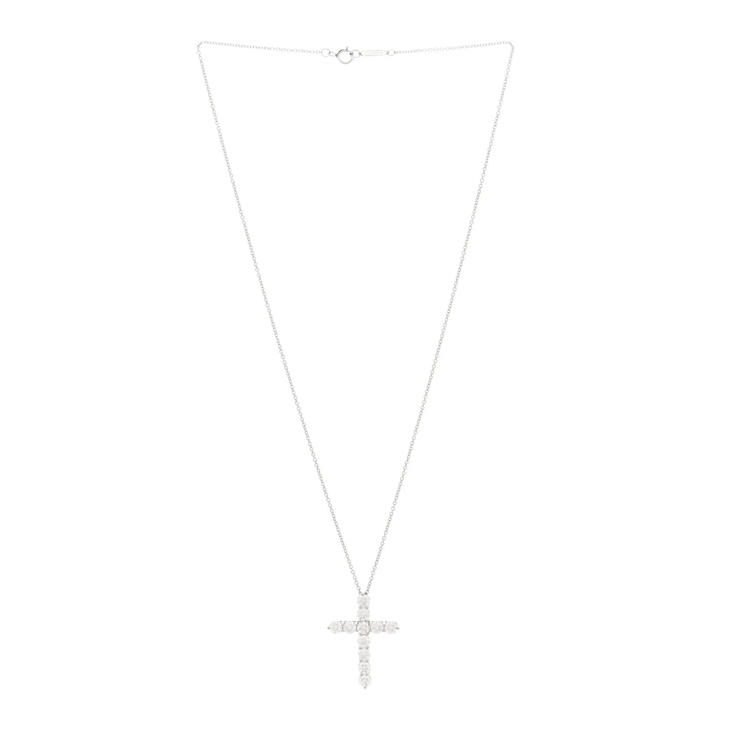 Platinum Diamond Large Cross Pendant Necklace - Image 3