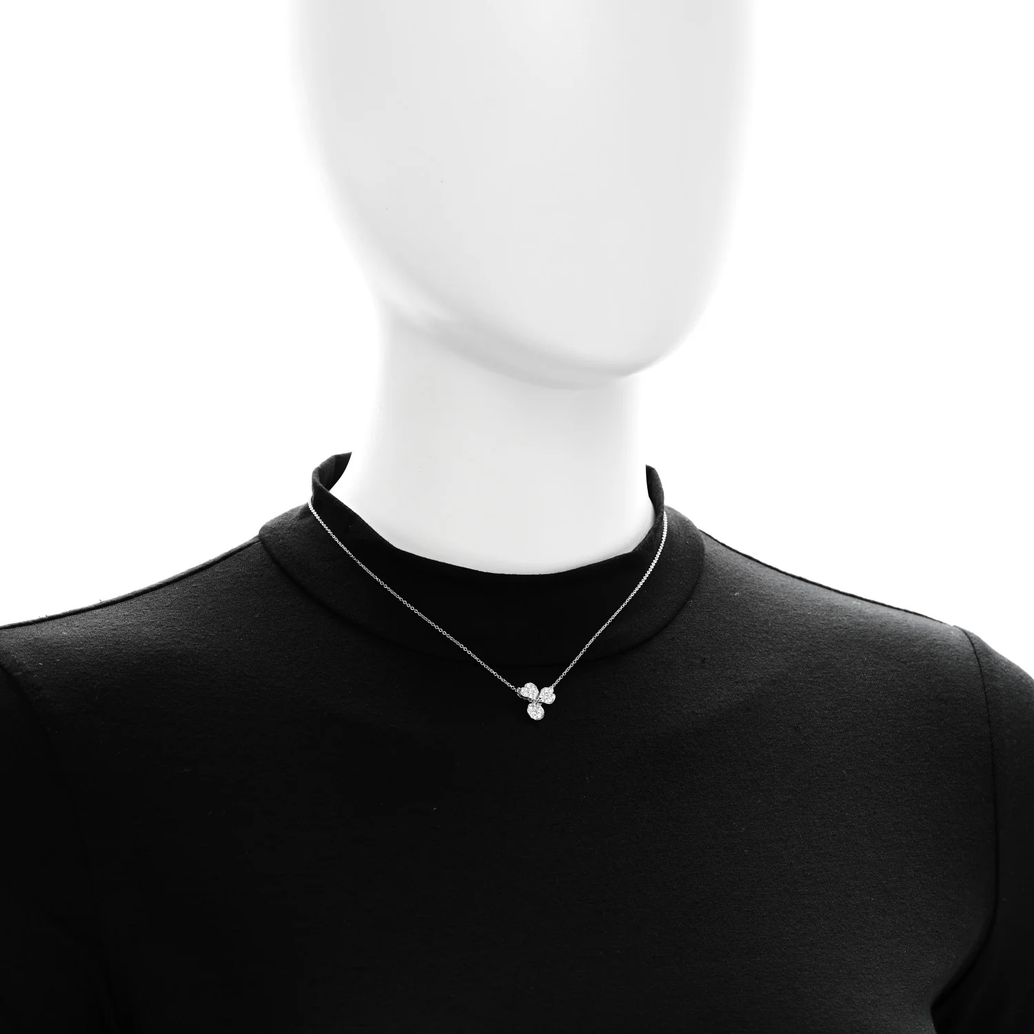 Platinum Diamond Paper Flowers Pave Pendant Necklace - Image 2