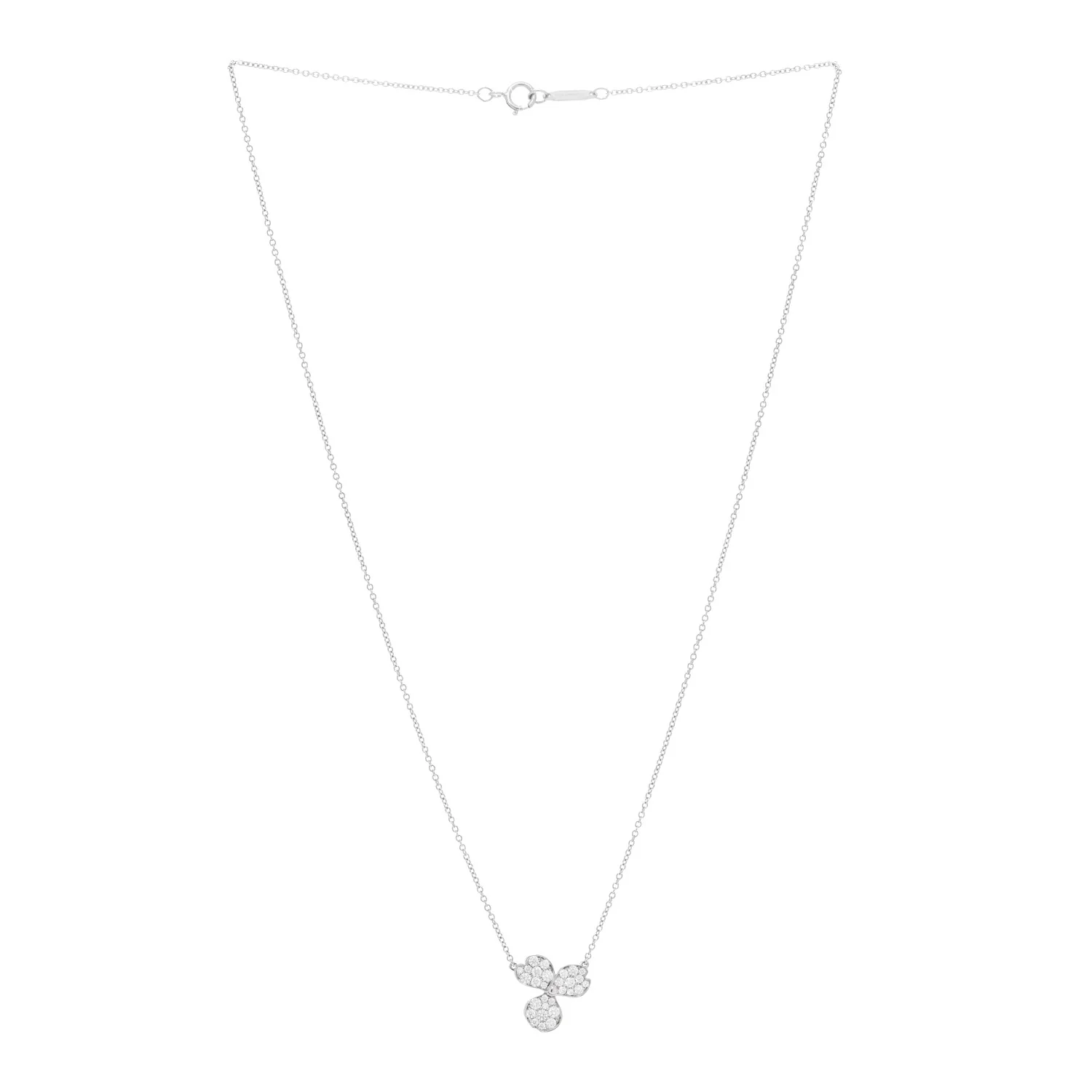 Platinum Diamond Paper Flowers Pave Pendant Necklace - Image 3