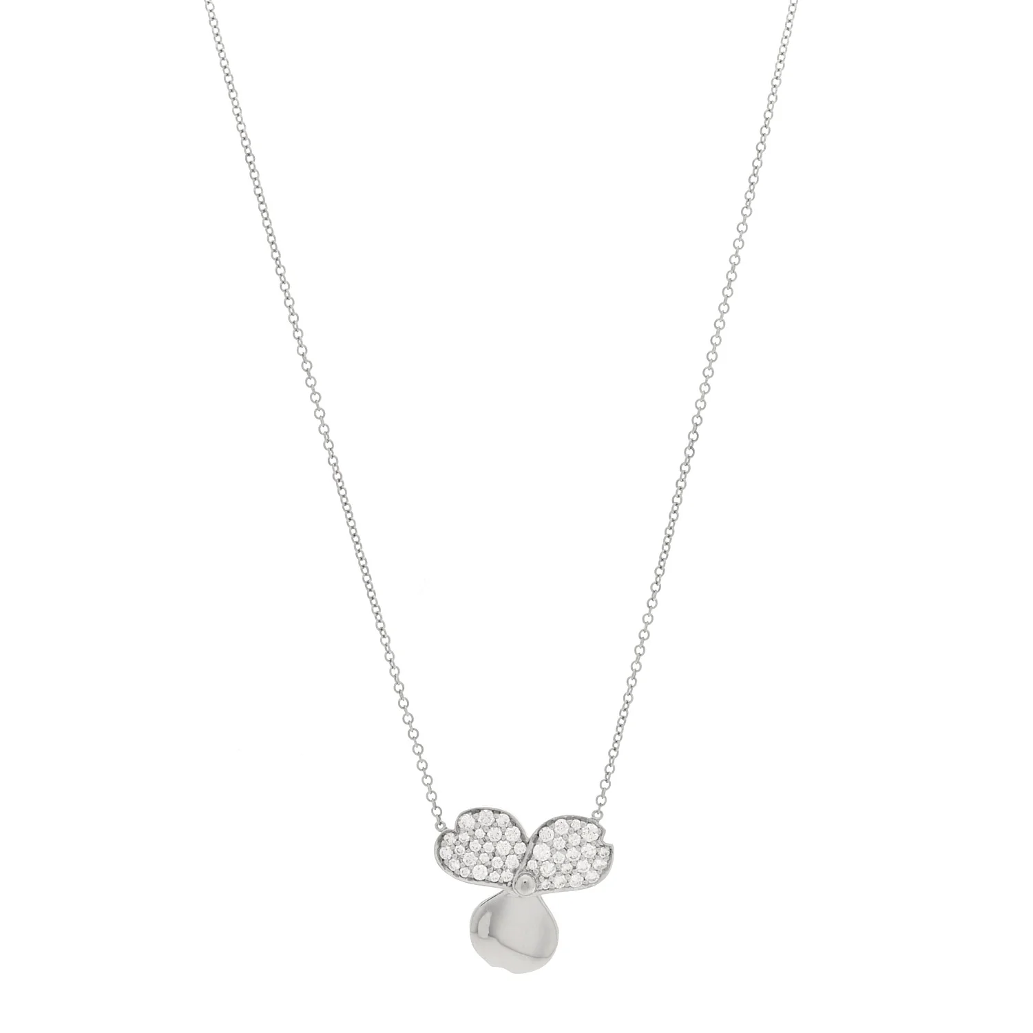 Platinum Diamond Paper Flowers Pendant Necklace - Image 2