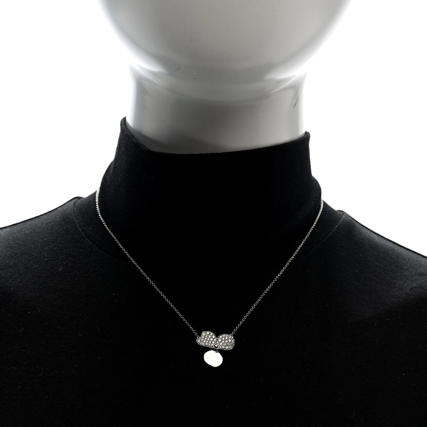 Platinum Diamond Paper Flowers Pendant Necklace - Image 4