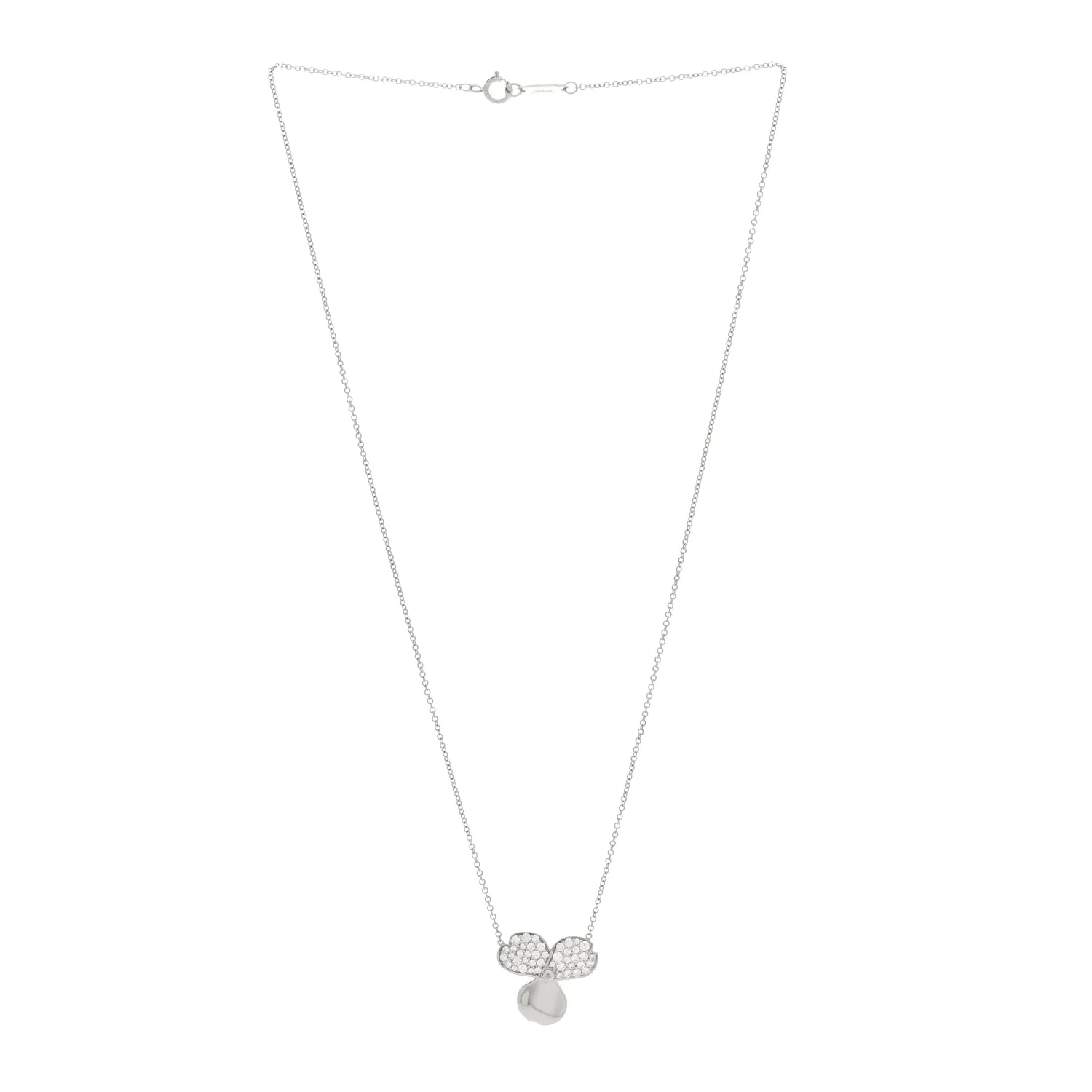 Platinum Diamond Paper Flowers Pendant Necklace - Image 5
