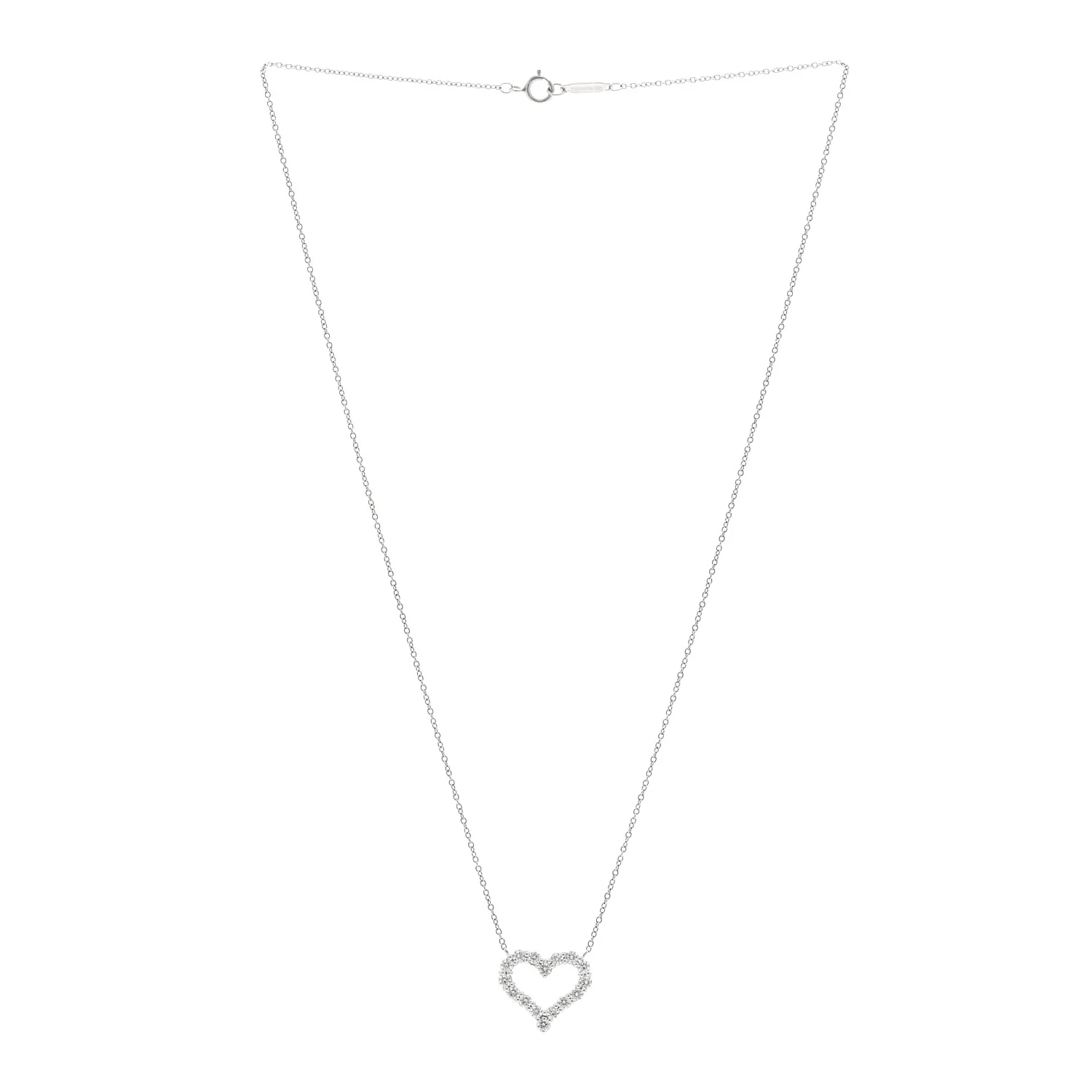 Platinum Diamond Small Heart Pendant Necklace - Image 3