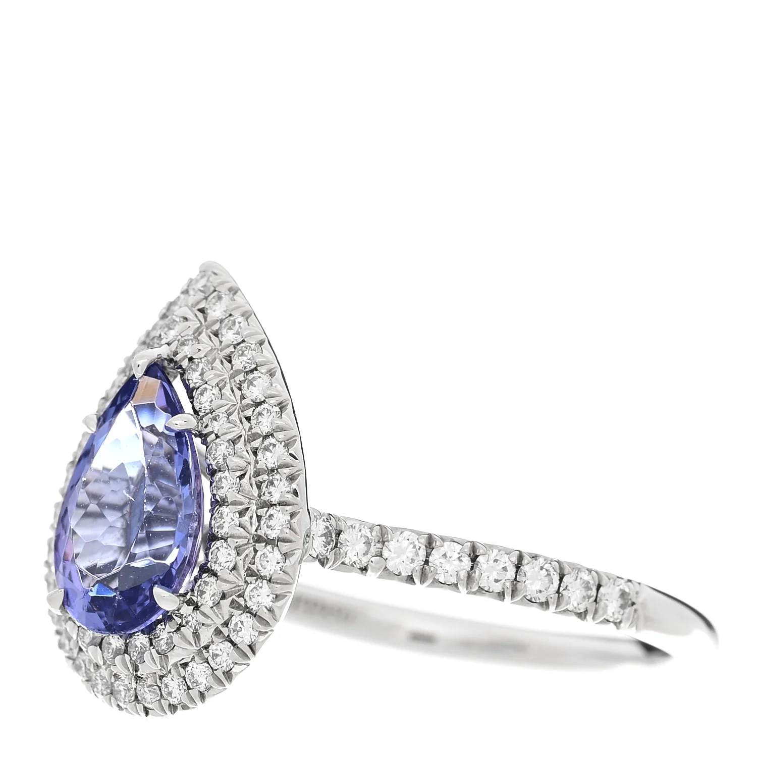 Platinum Diamond Tanzanite Soleste Pear Cut Ring 56 7.75 - Image 3