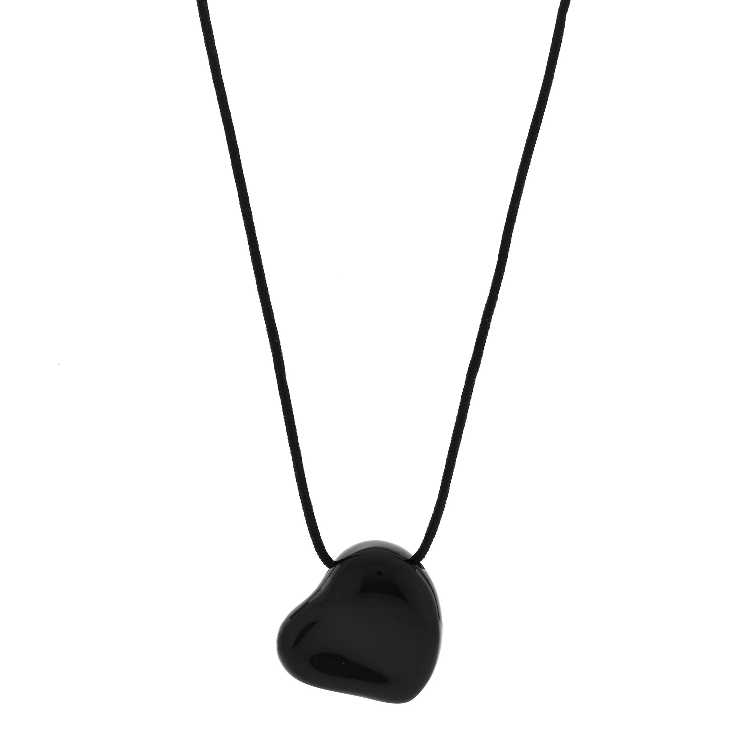 Ruthenium 26mm Elsa Peretti Full Heart Pendant Cord Necklace Black