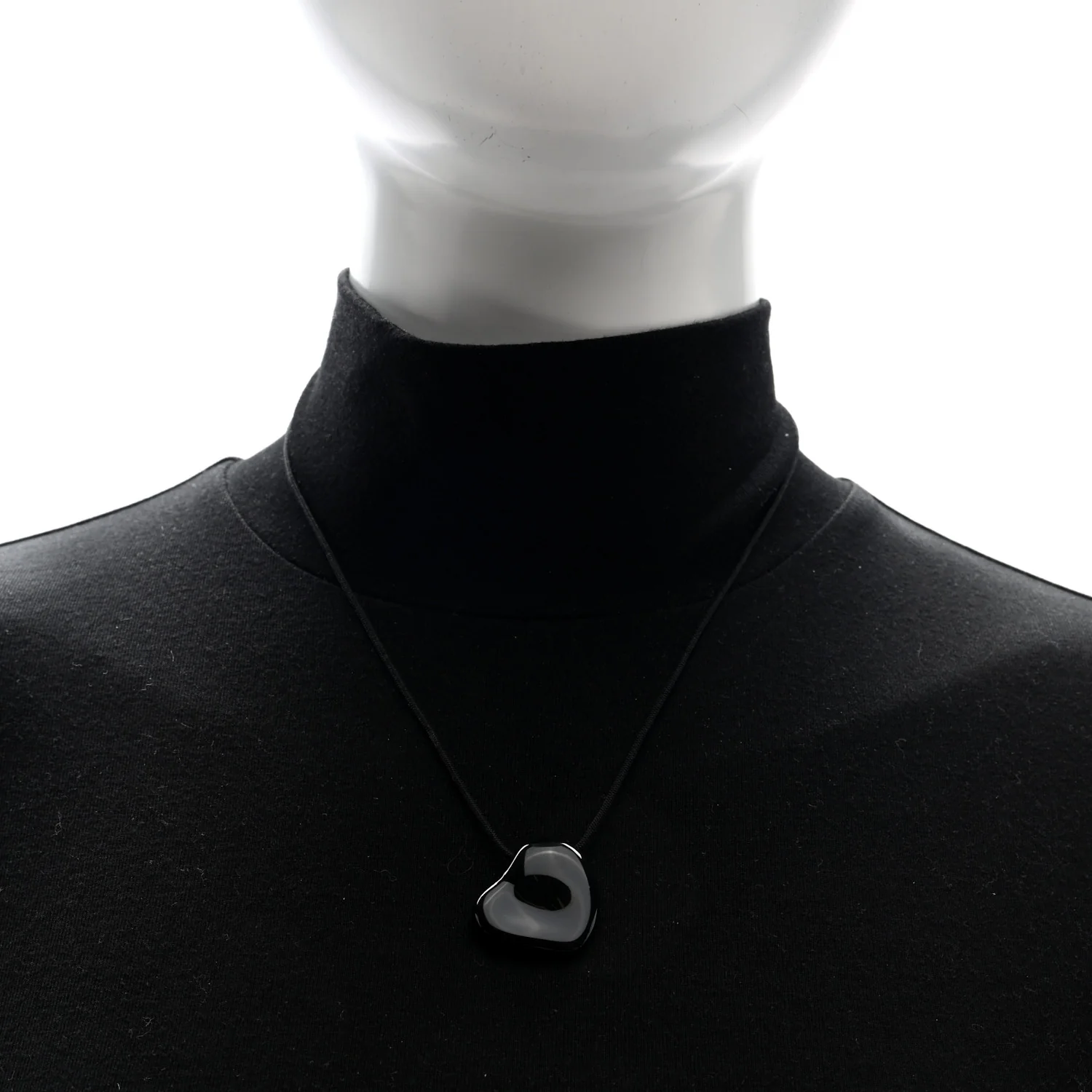 Ruthenium 26mm Elsa Peretti Full Heart Pendant Cord Necklace Black - Image 2