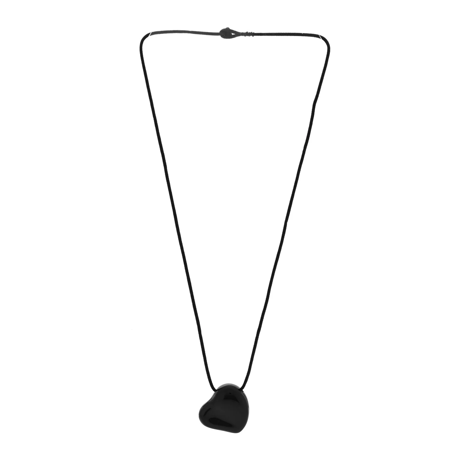 Ruthenium 26mm Elsa Peretti Full Heart Pendant Cord Necklace Black - Image 3