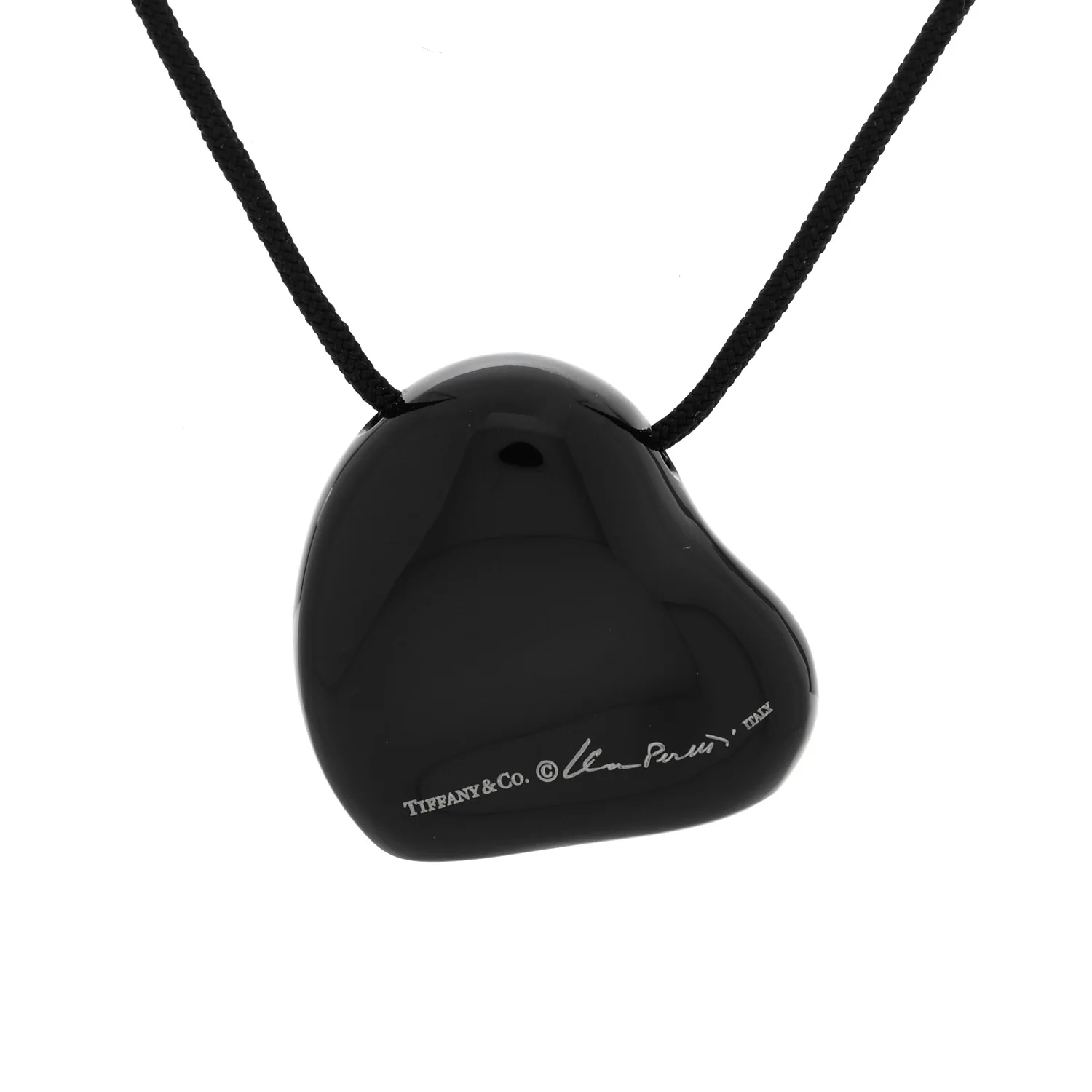 Ruthenium 26mm Elsa Peretti Full Heart Pendant Cord Necklace Black - Image 4