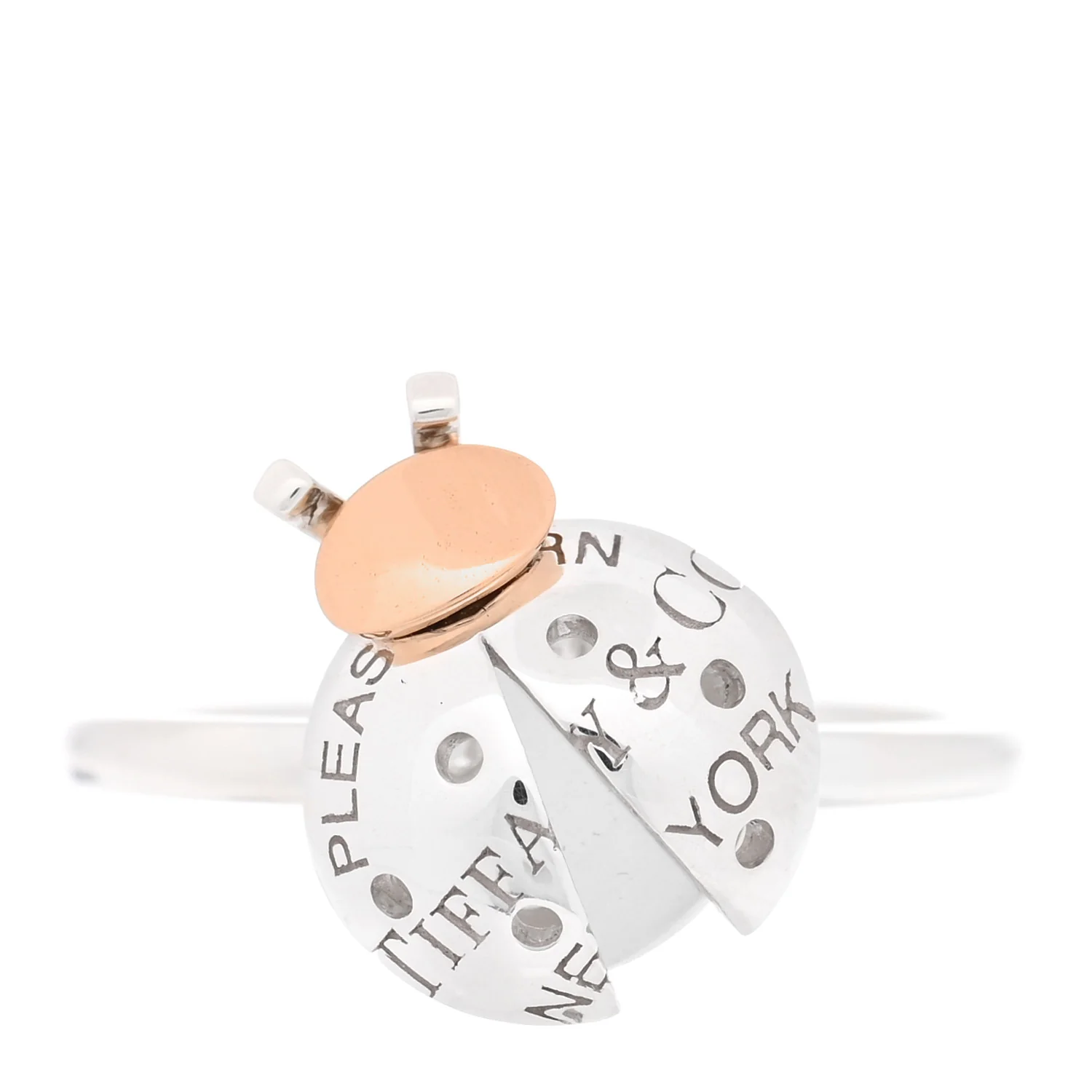 Sterling Silver 18K Rose Gold Return to Tiffany Love Bugs Ladybug Ring 52 6