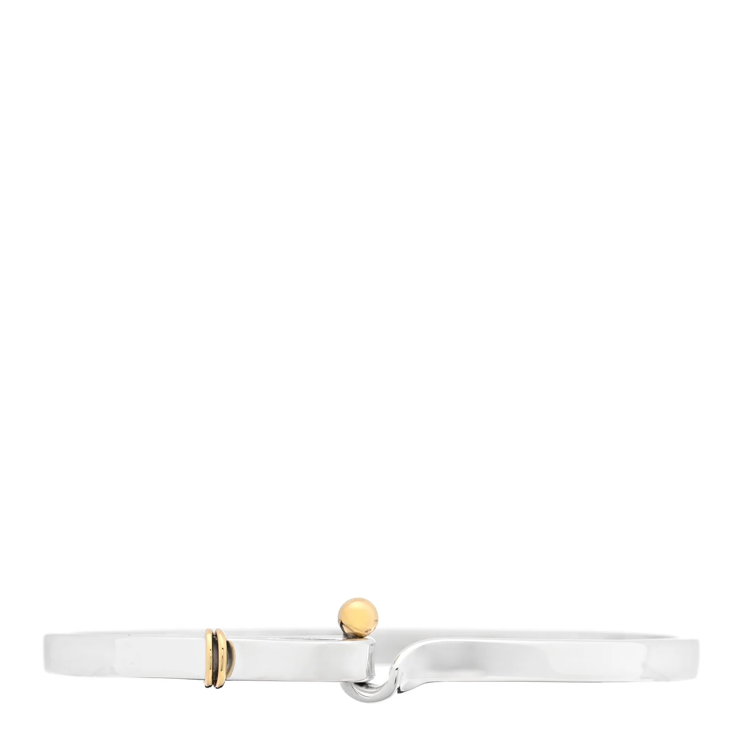 Sterling Silver 18K Yellow Gold Hook Eye Bangle Bracelet
