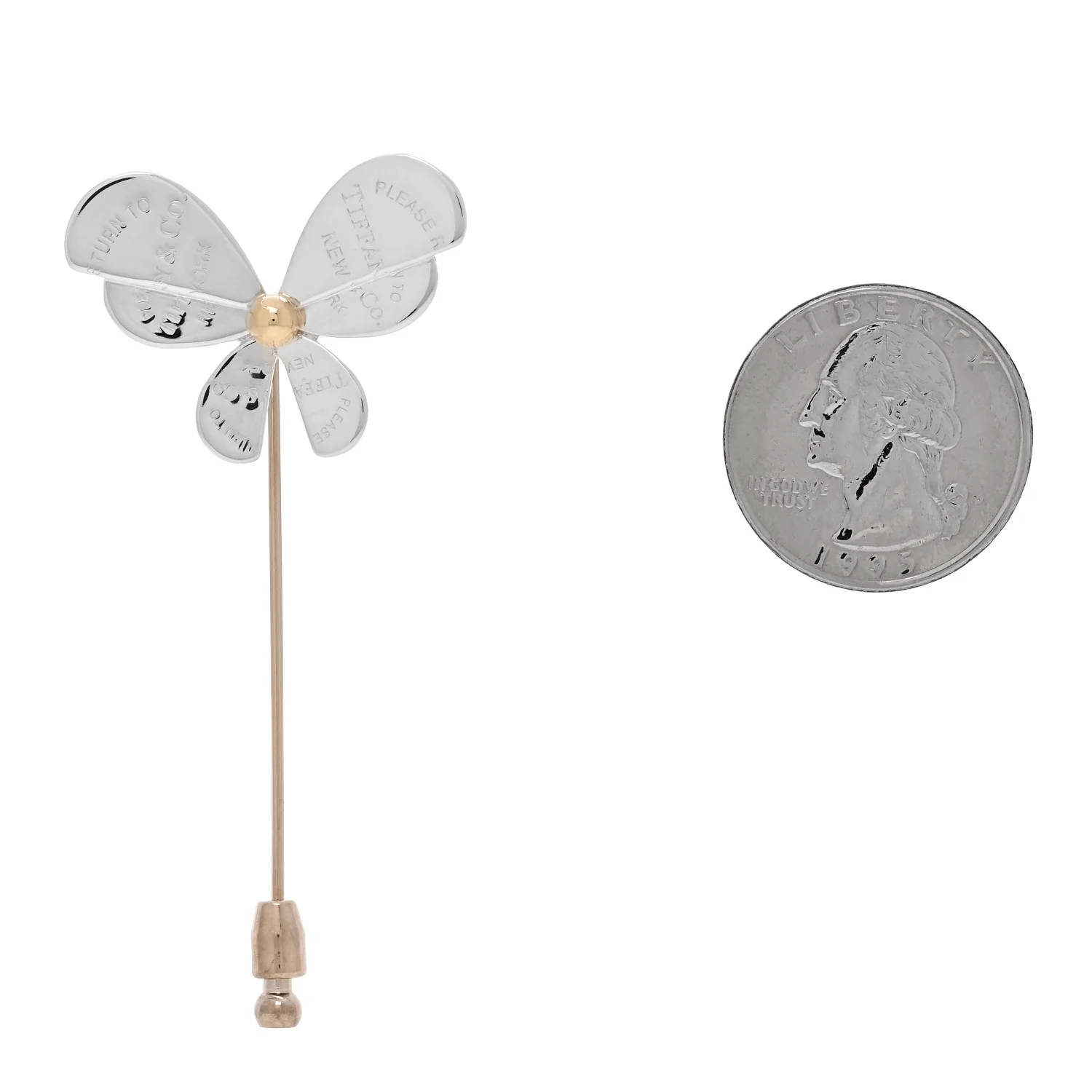 Sterling Silver 18K Yellow Gold Return to Tiffany Love Bugs Butterfly Brooch Pin - Image 2