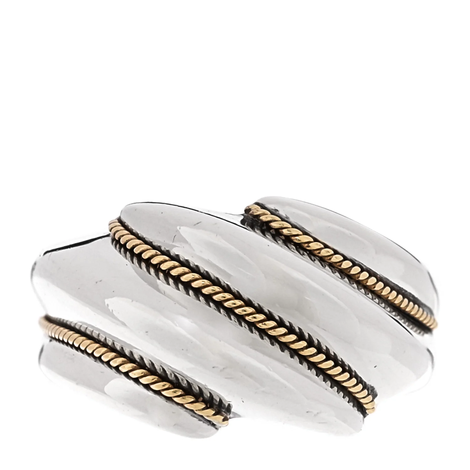Sterling Silver 18K Yellow Gold Twist Ring 52 6