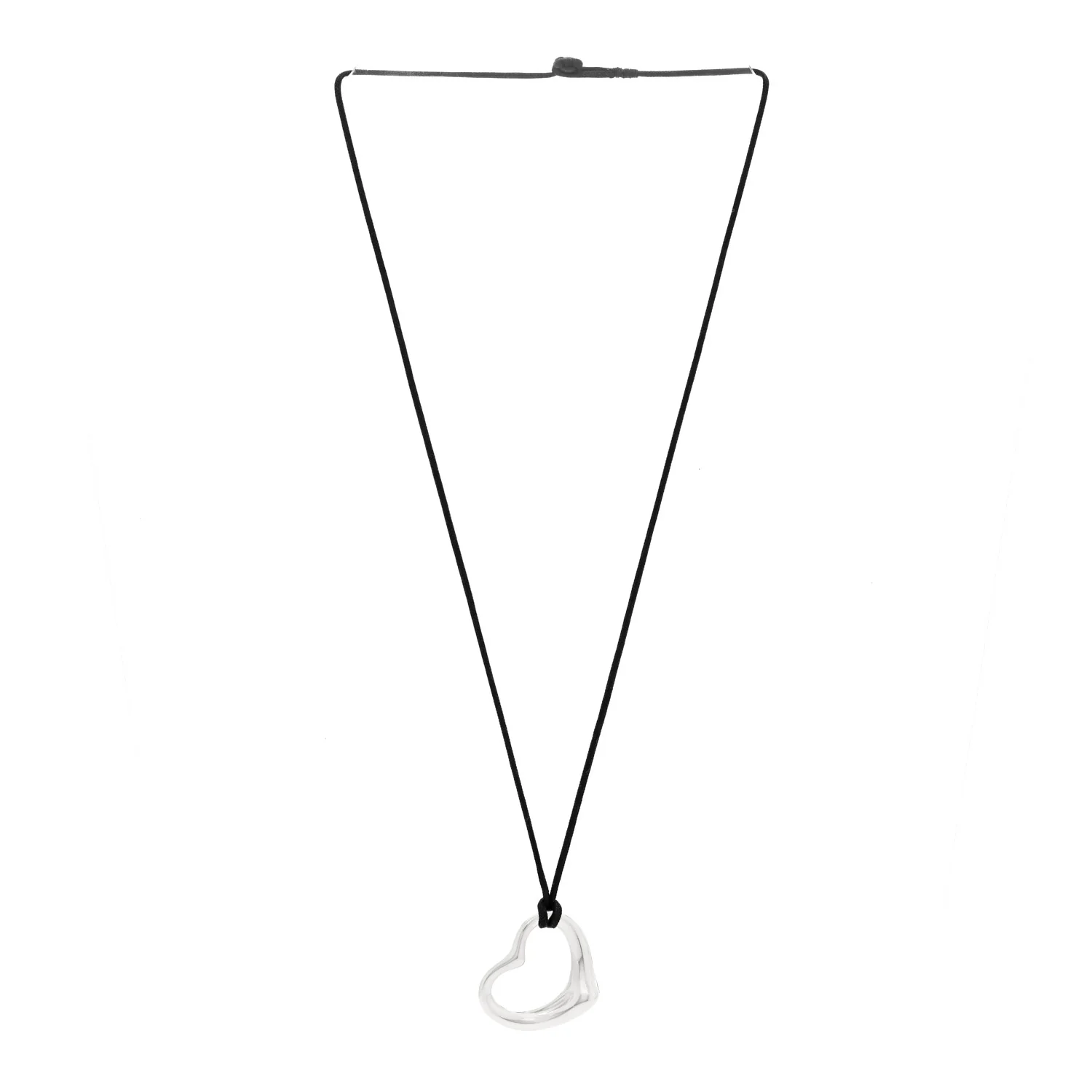 Sterling Silver 27mm Elsa Peretti Open Heart Pendant Cord Necklace - Image 3
