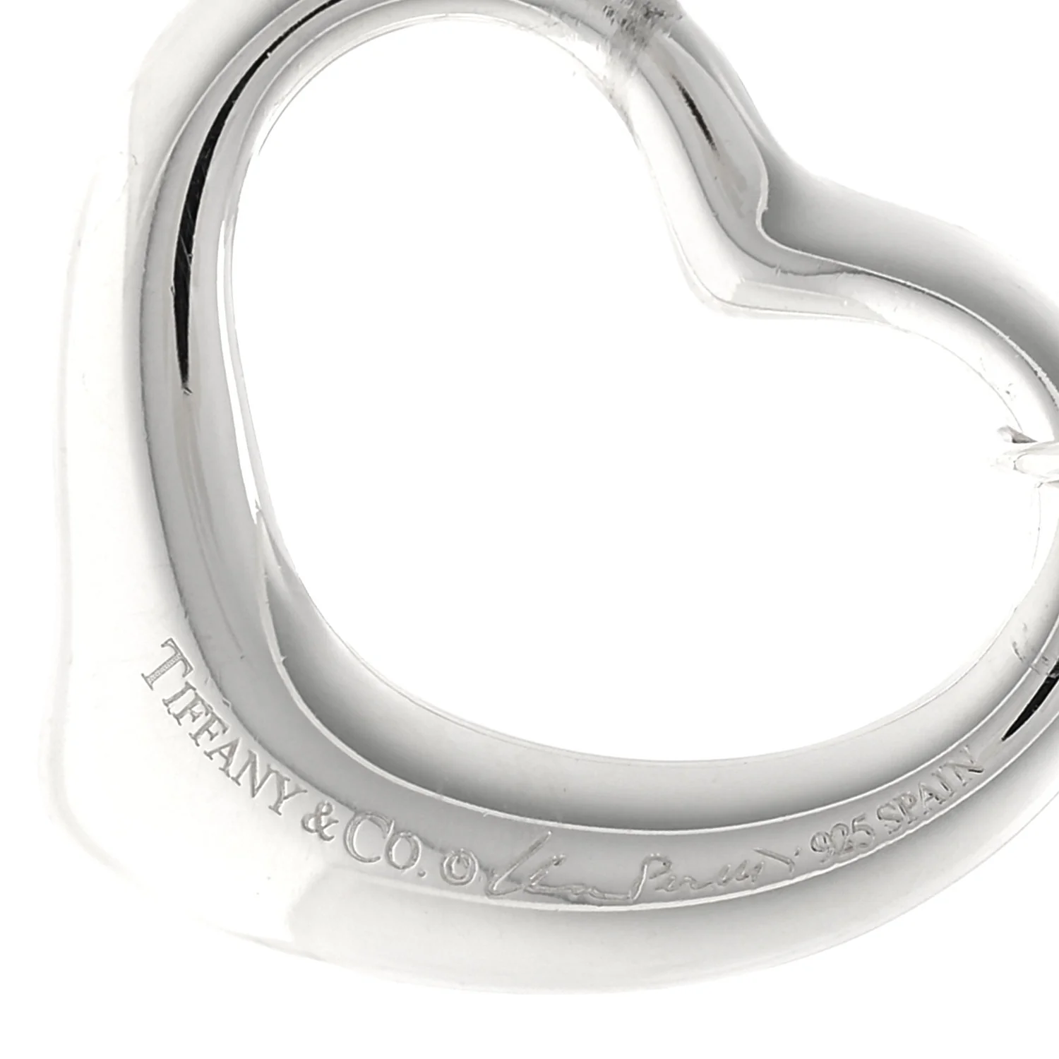 Sterling Silver 35mm Elsa Peretti Open Heart Link Pendant Necklace - Image 4