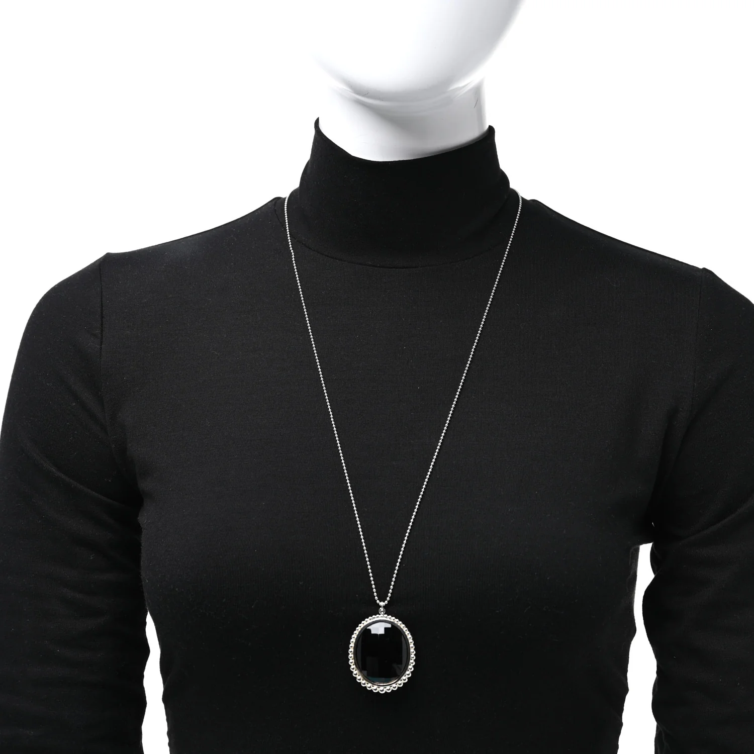 Sterling Silver Black Onyx Ziegfeld Oval Pendant Necklace - Image 2