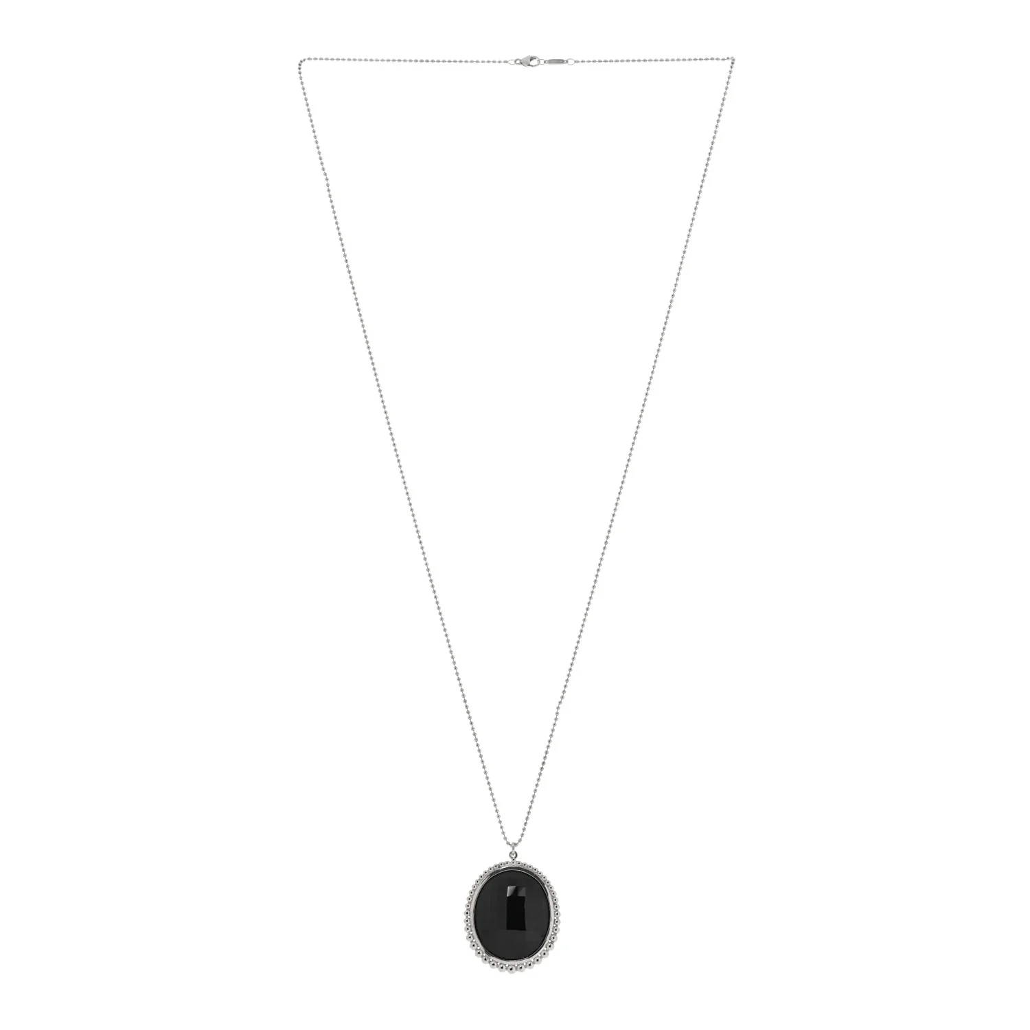 Sterling Silver Black Onyx Ziegfeld Oval Pendant Necklace - Image 3
