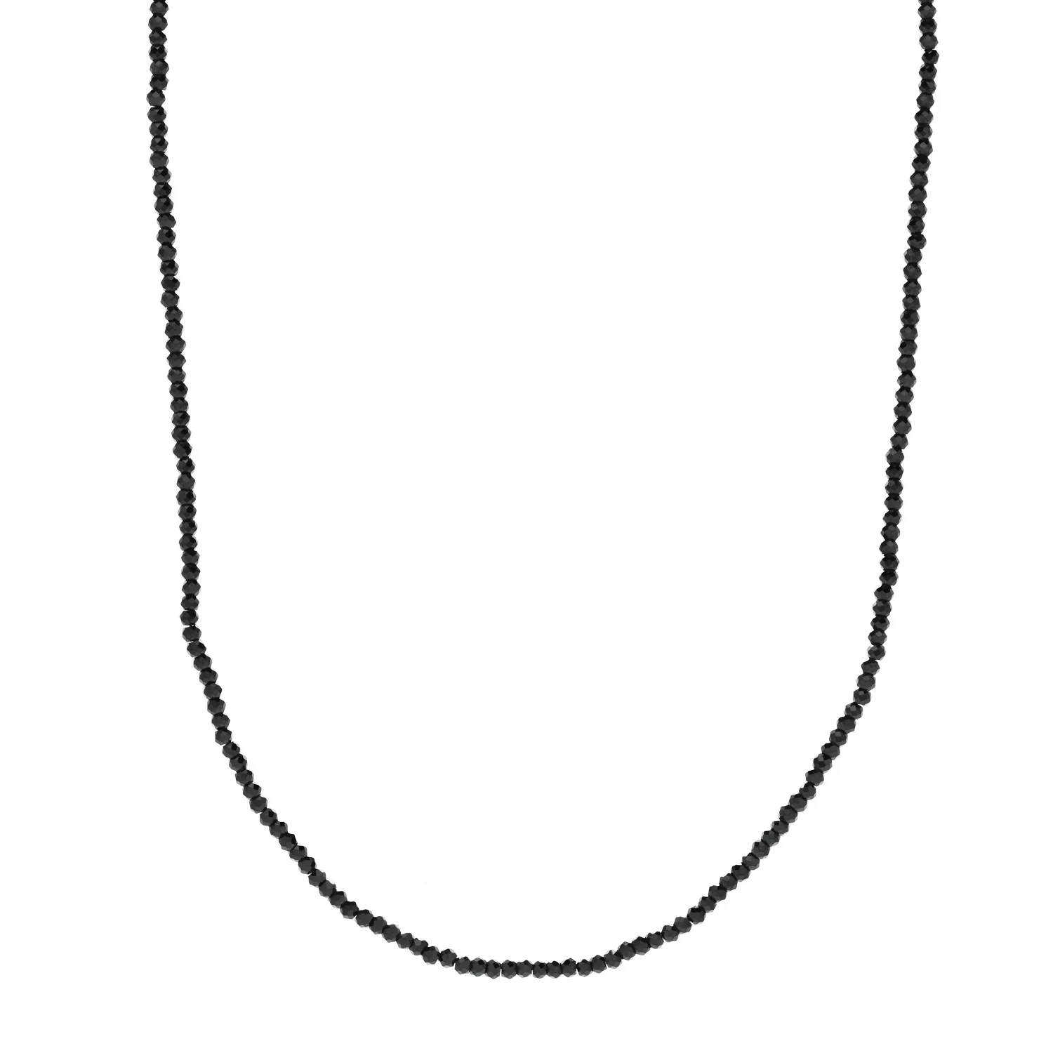 Sterling Silver Black Spinel Ziegfeld Bead Necklace