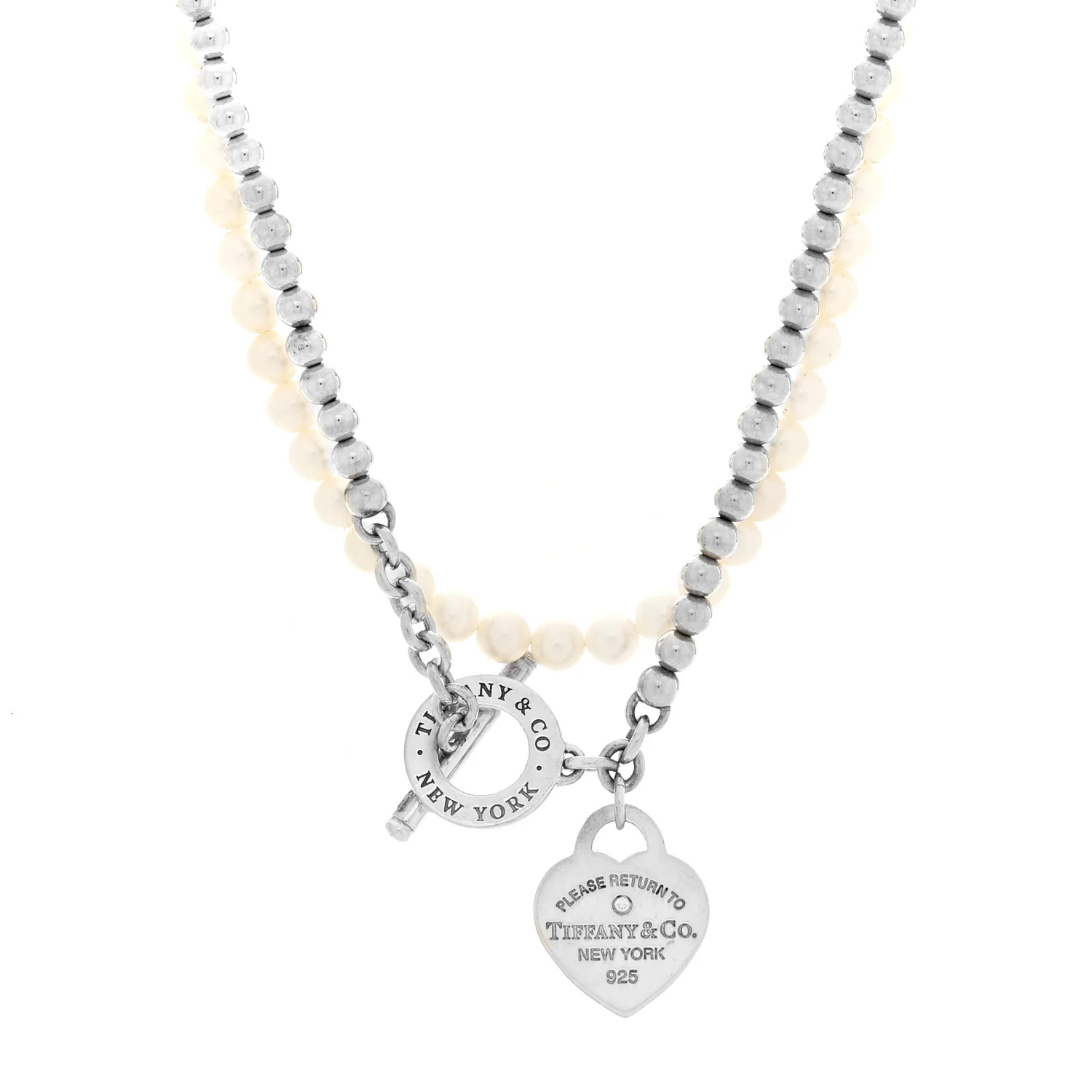 Sterling Silver Diamond Cultured Pearl Return to Tiffany Wrap Necklace
