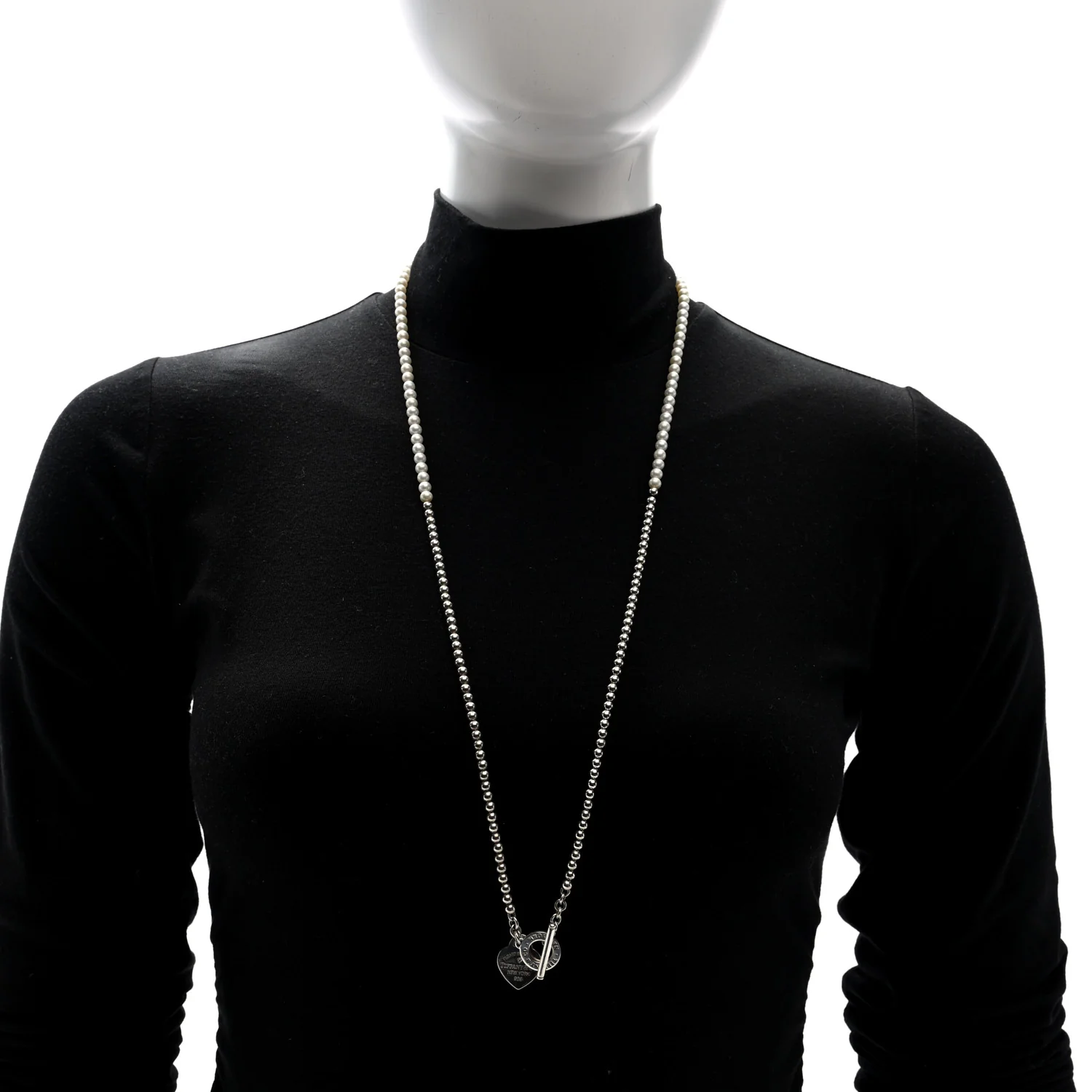 Sterling Silver Diamond Cultured Pearl Return to Tiffany Wrap Necklace - Image 2