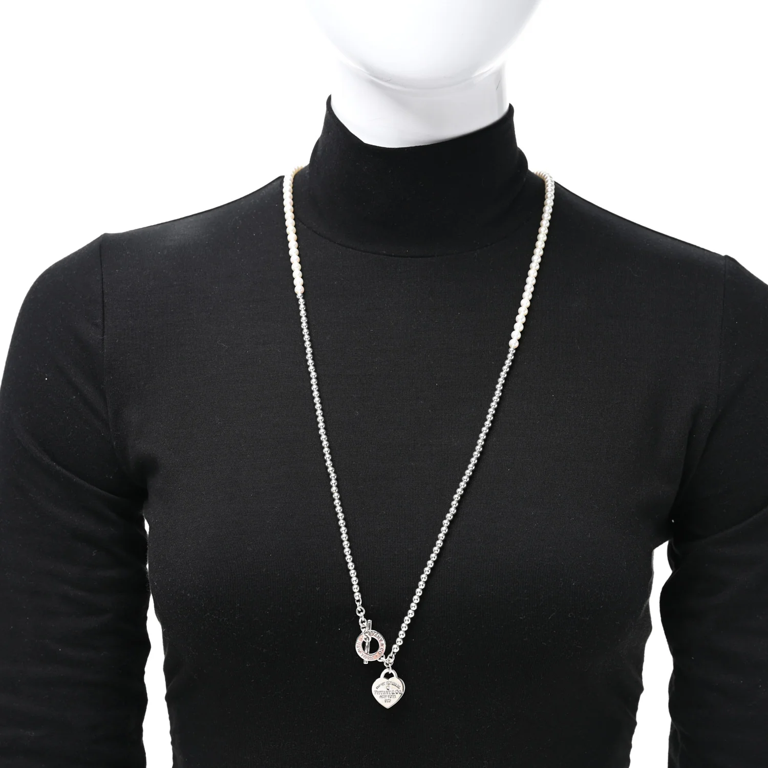Sterling Silver Diamond Cultured Pearl Return to Tiffany Wrap Necklace - Image 2