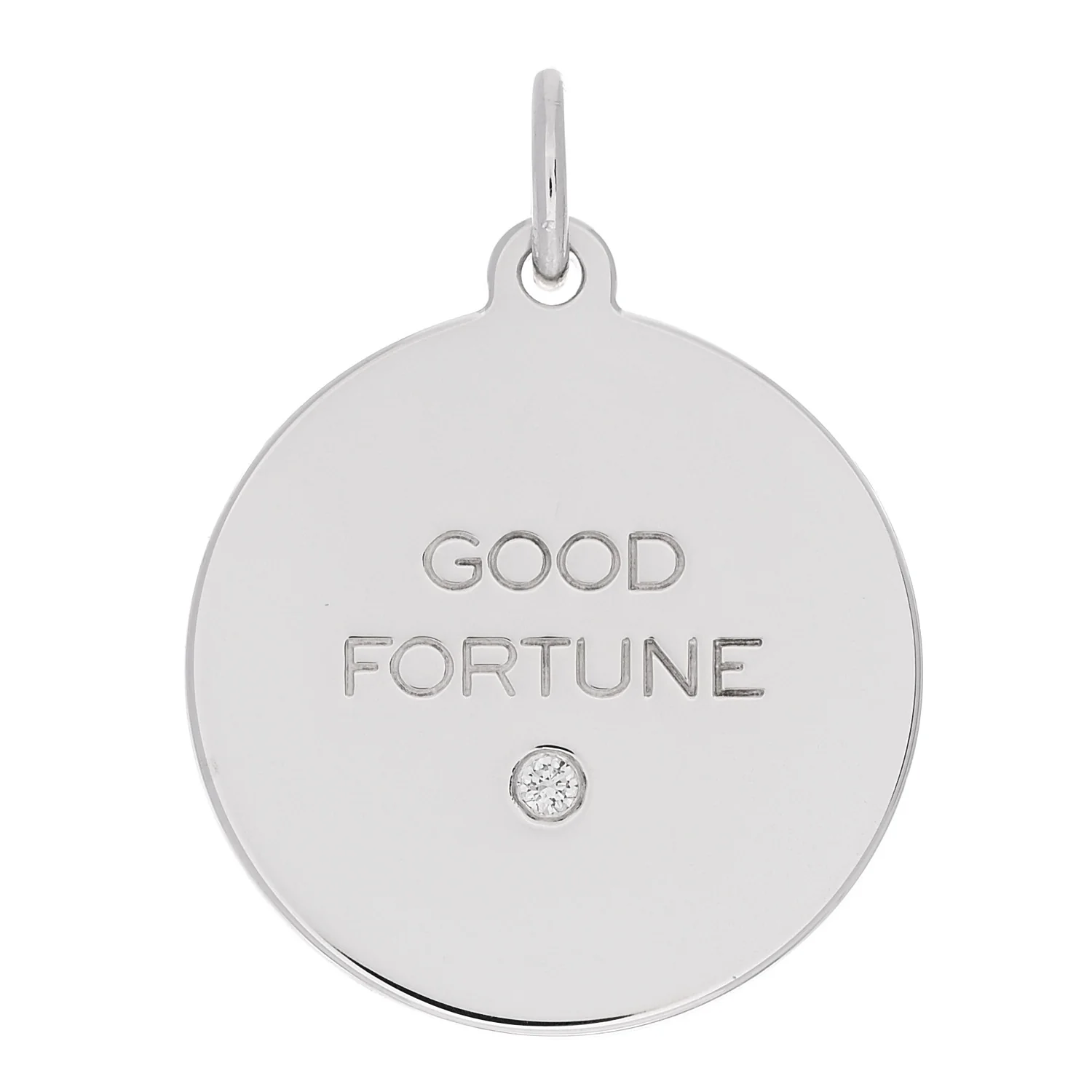 Sterling Silver Diamond Good Fortune Tag Charm
