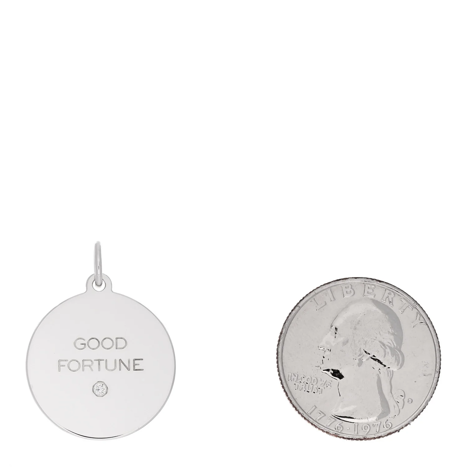 Sterling Silver Diamond Good Fortune Tag Charm - Image 2
