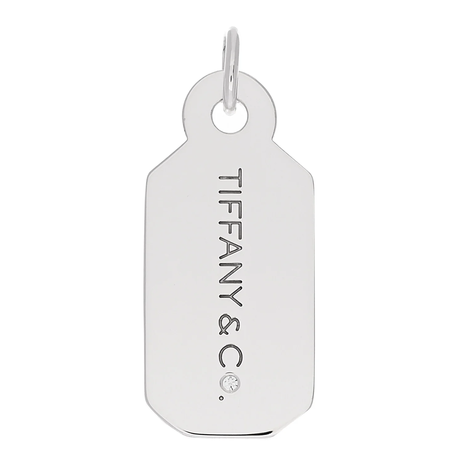 Sterling Silver Diamond Logo Tag Charm