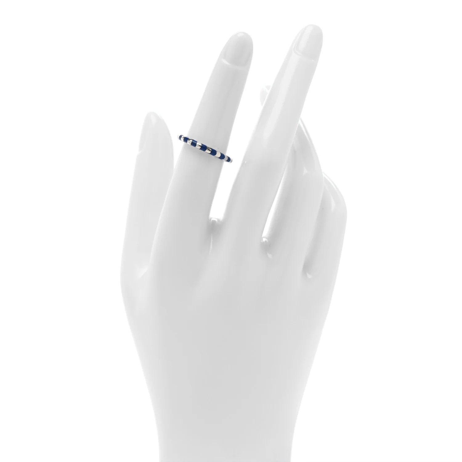 Sterling Silver Enamel Candy Cane Ring 50 5.5 Blue - Image 2
