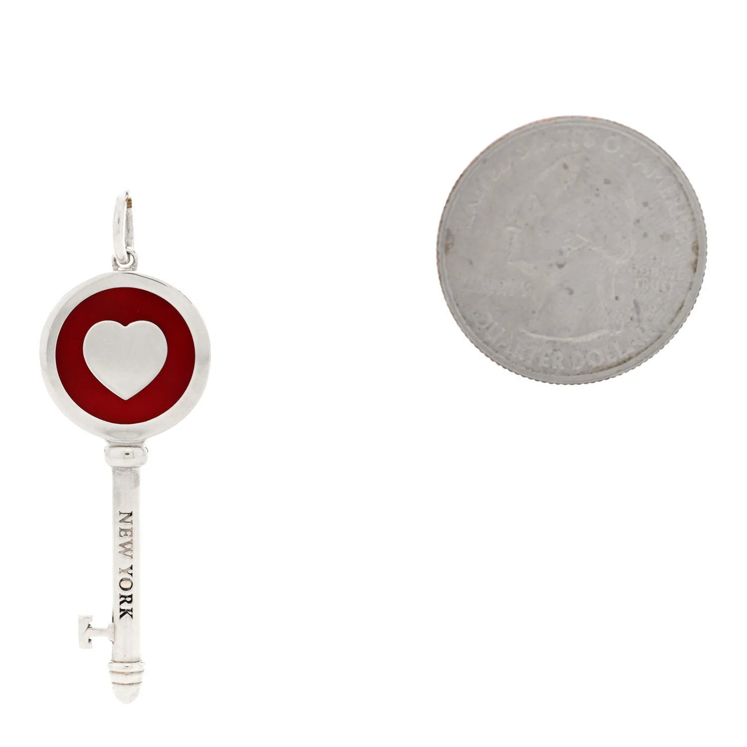 Sterling Silver Enamel Heart Key Pendant Red - Image 2
