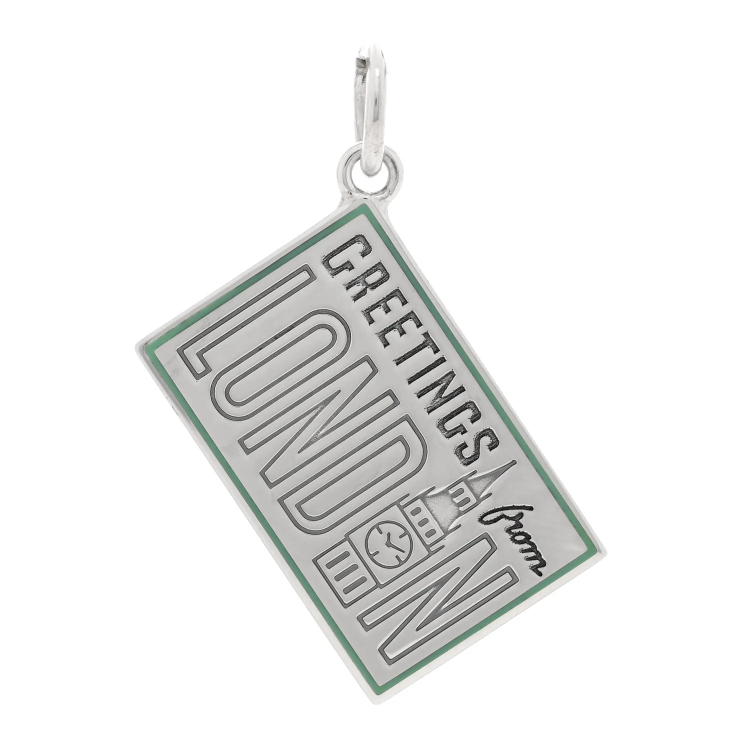 Sterling Silver Enamel London Postcard Charm Blue