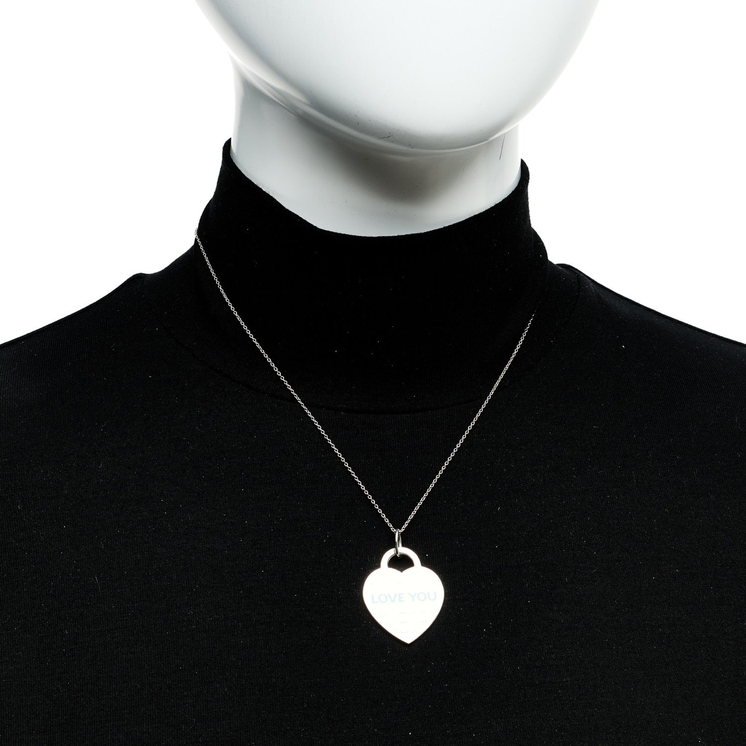 Sterling Silver Enamel LOVE YOU Heart Pendant Necklace Blue - Image 2