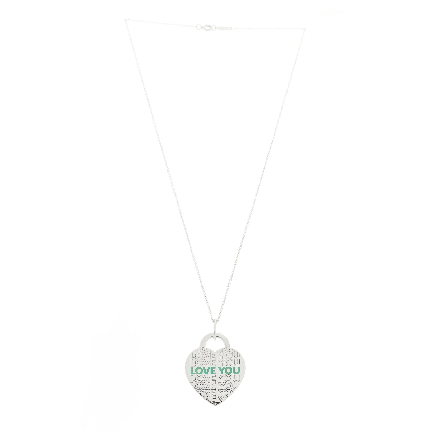 Sterling Silver Enamel LOVE YOU Heart Pendant Necklace Blue - Image 3
