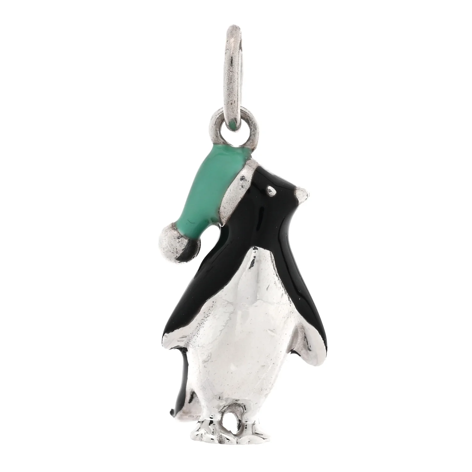 Sterling Silver Enamel Penguin Charm Blue Black