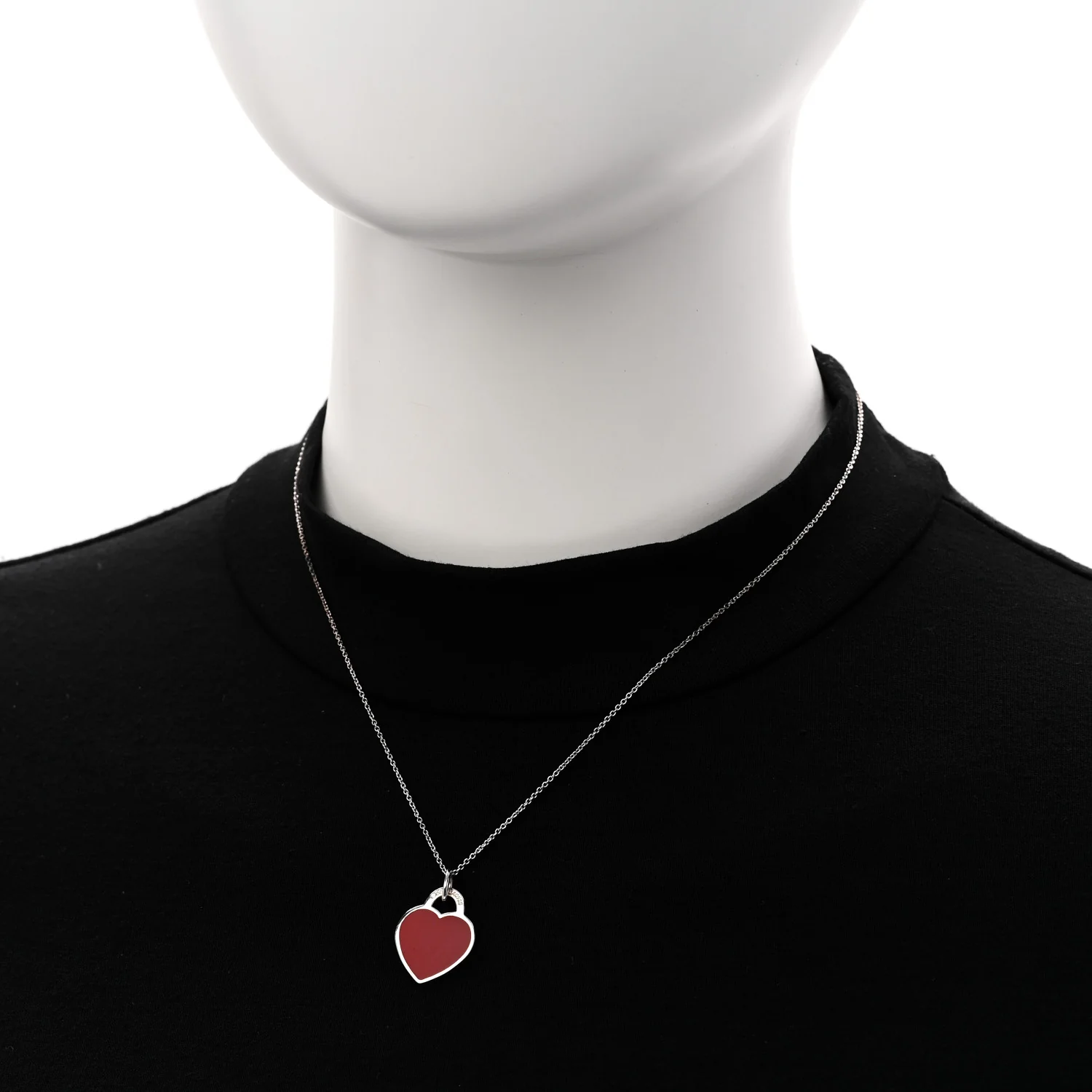 Sterling Silver Enamel Return to Tiffany Heart Pendant Necklace Red - Image 2