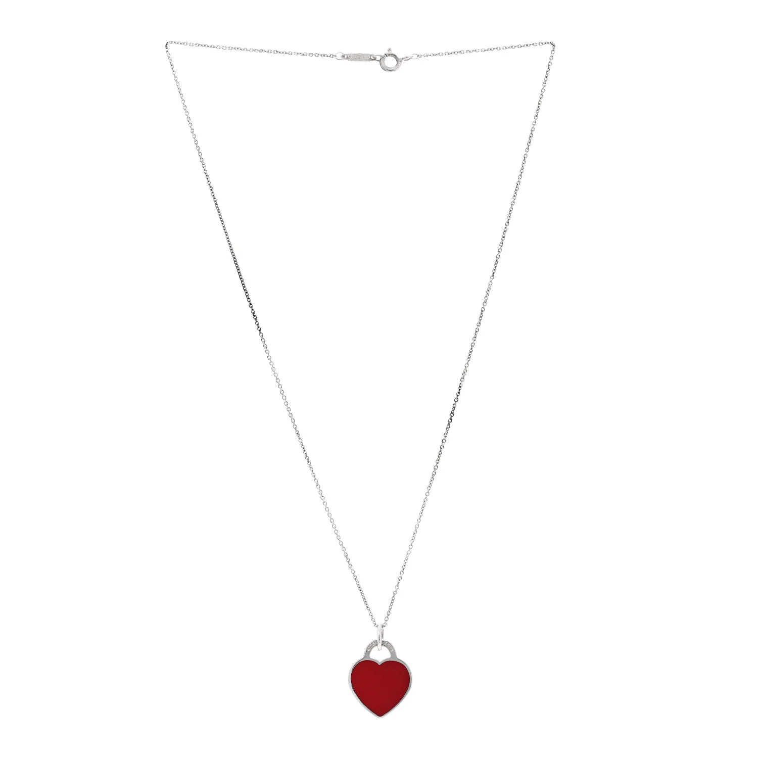 Sterling Silver Enamel Return to Tiffany Heart Pendant Necklace Red - Image 3