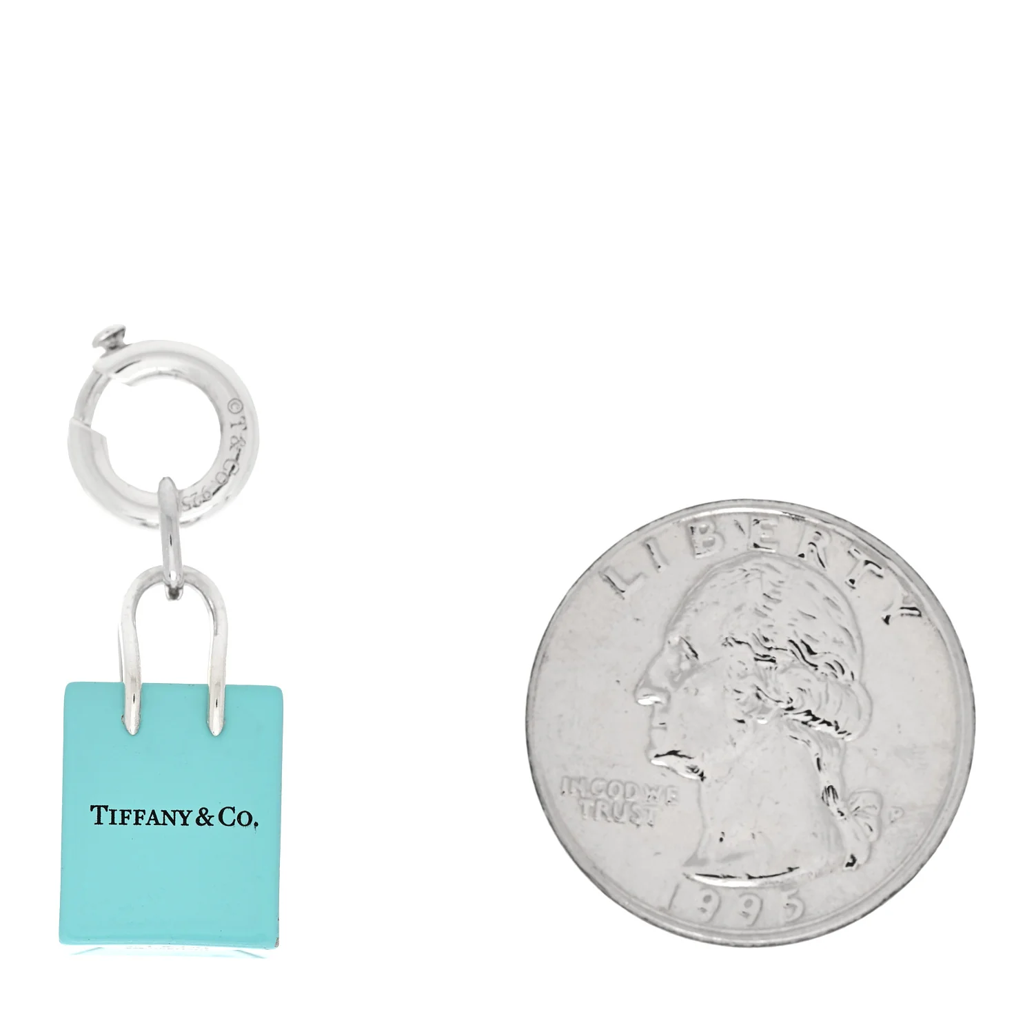 Sterling Silver Enamel Shopping Bag Charm Pendant - Image 2