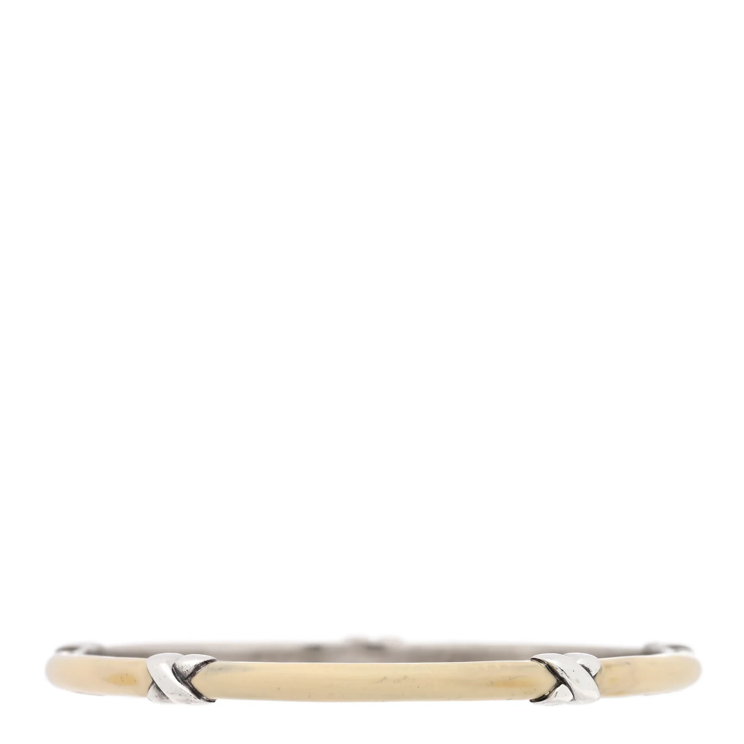 Sterling Silver Enamel Signature X Bangle Bracelet White - Image 2