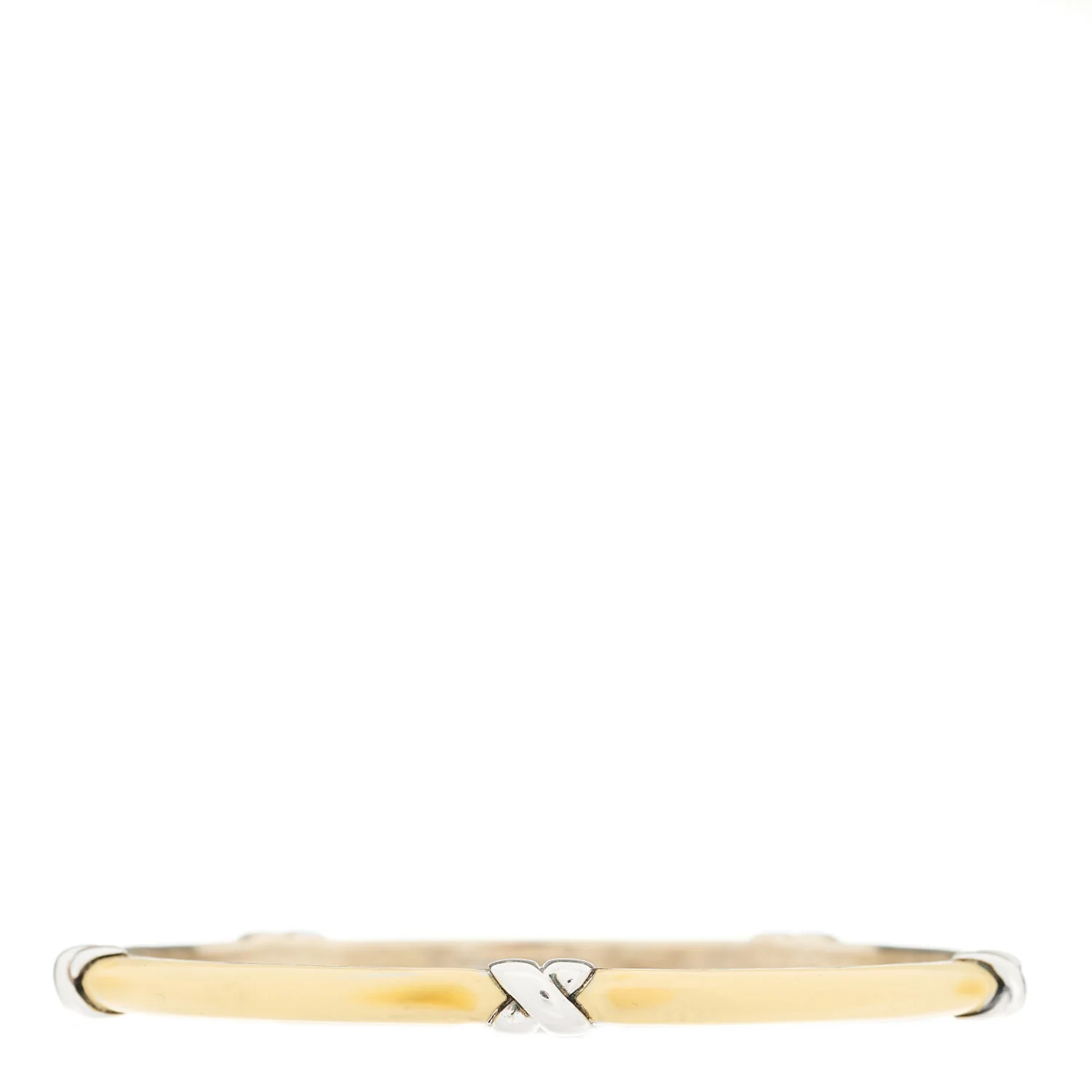 Sterling Silver Enamel Signature X Bangle Bracelet White