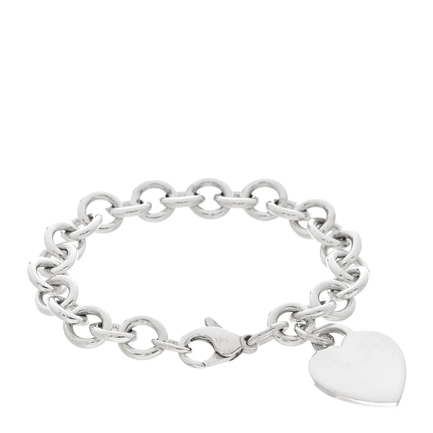 Sterling Silver Heart Tag Charm Bracelet