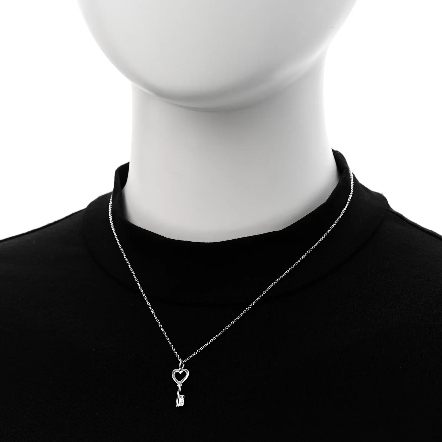 Sterling Silver Mini Heart Key Pendant Necklace - Image 2