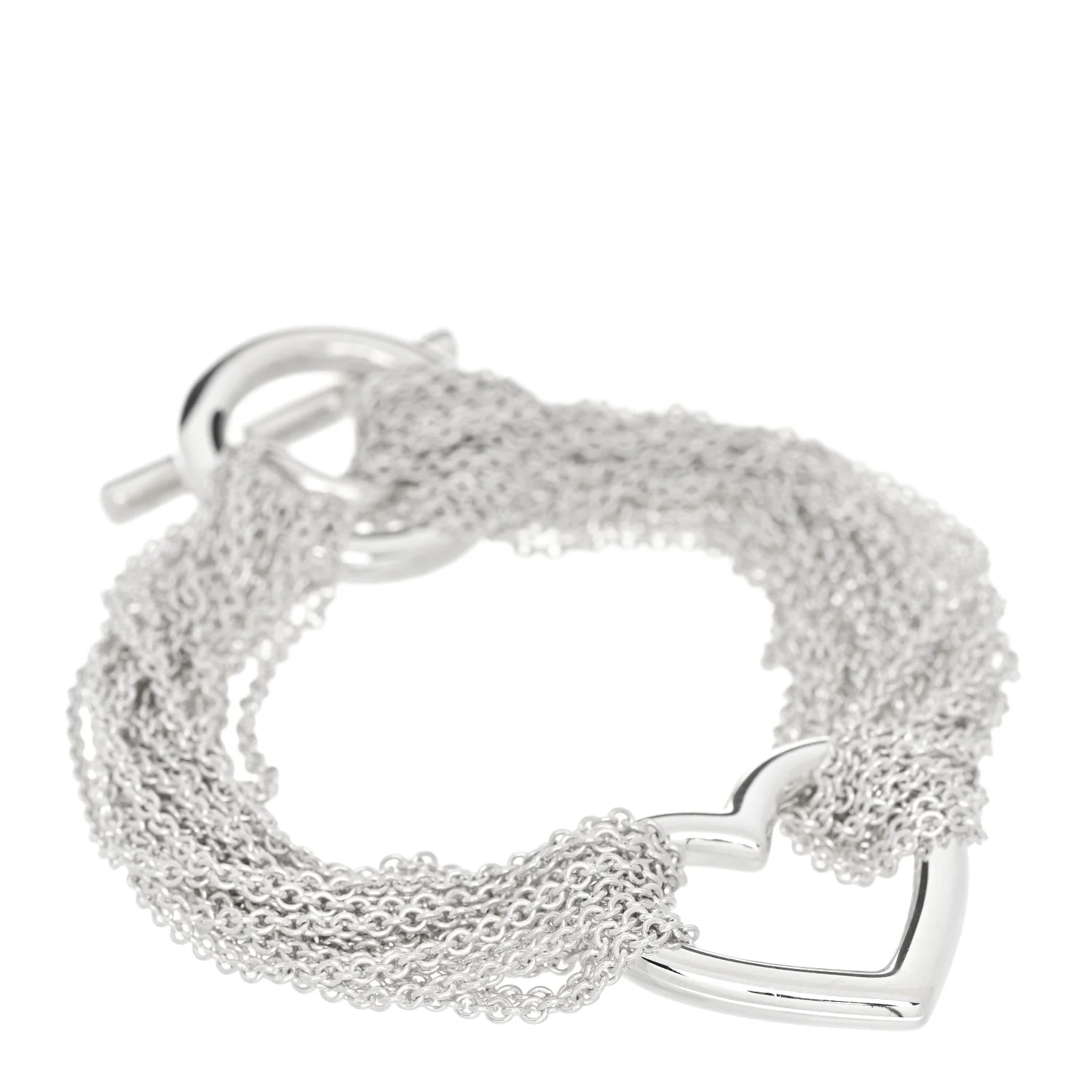 Sterling Silver Open Heart Multi Strand Bracelet