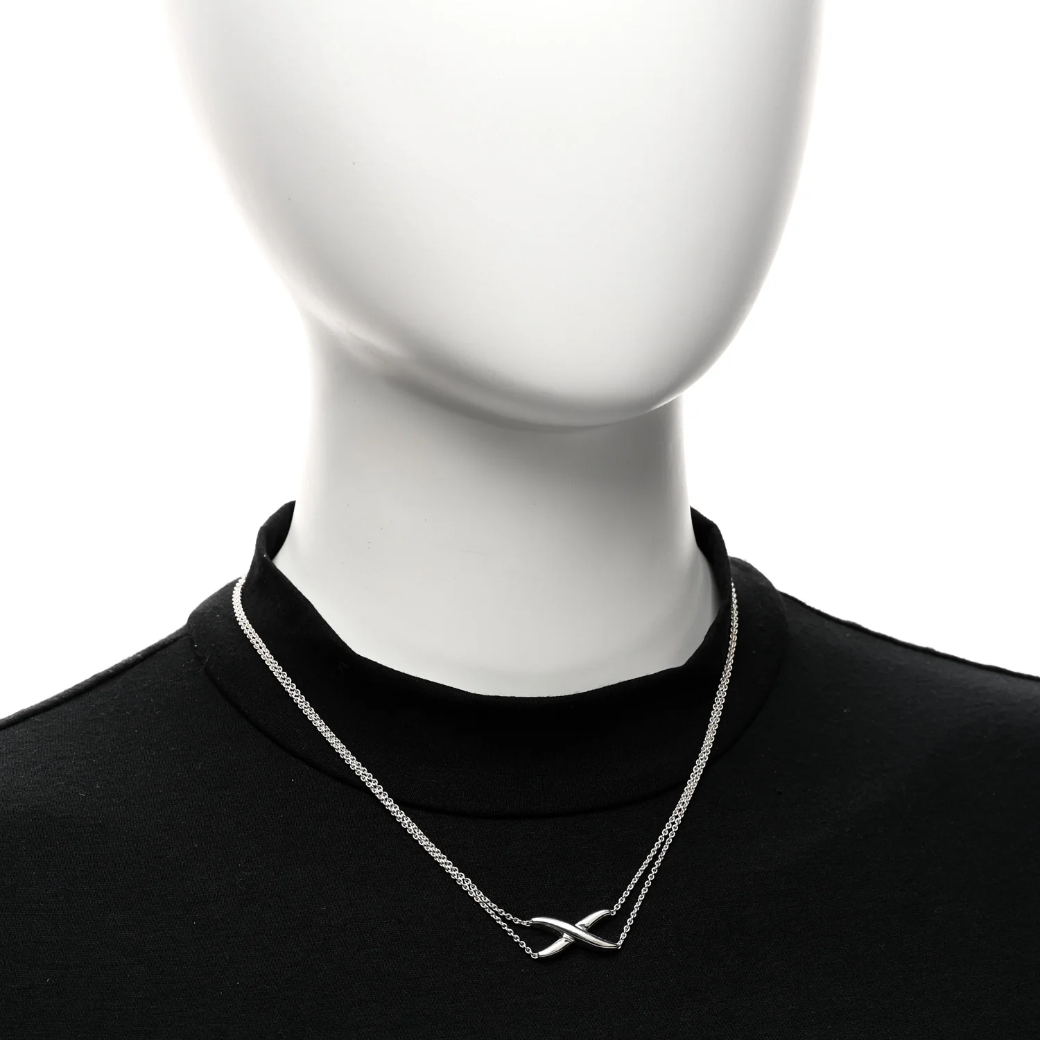 Sterling Silver Paloma Picasso Double Chain X Pendant Necklace - Image 2